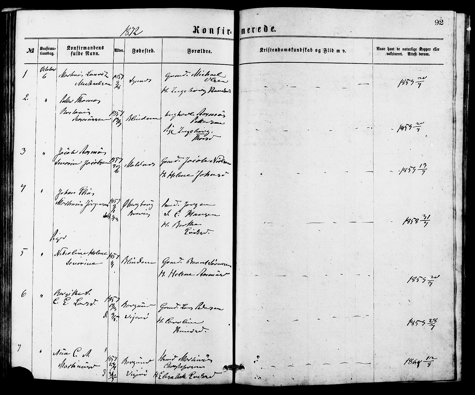 Ministerialprotokoller, klokkerbøker og fødselsregistre - Møre og Romsdal, AV/SAT-A-1454/537/L0521: Parish register (copy) no. 537C02, 1869-1888, p. 92