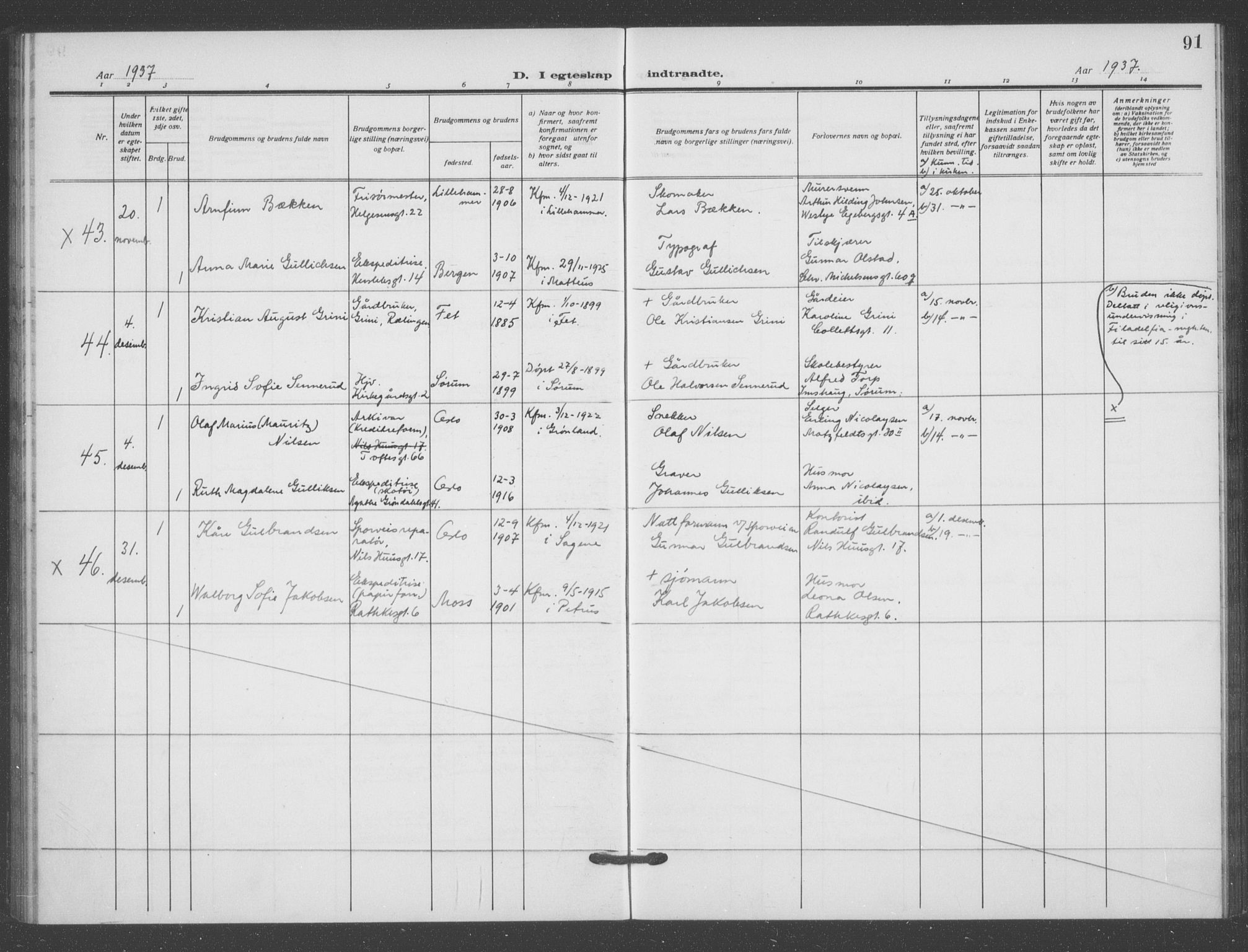 Matteus prestekontor Kirkebøker, AV/SAO-A-10870/F/Fa/L0003: Parish register (official) no. 3, 1917-1938, p. 91