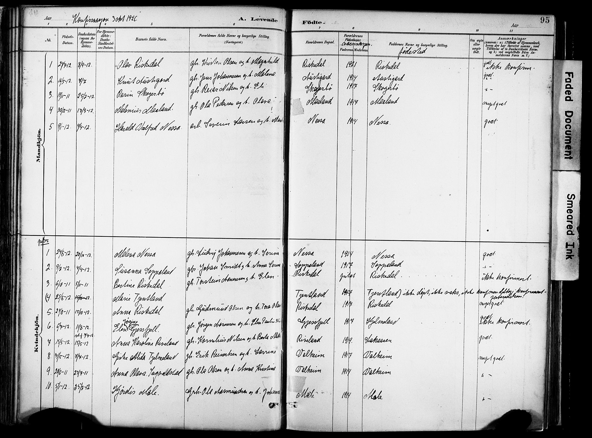 Hjelmeland sokneprestkontor, AV/SAST-A-101843/02/A/L0001: Parish register (official) no. A 16, 1887-1926, p. 95