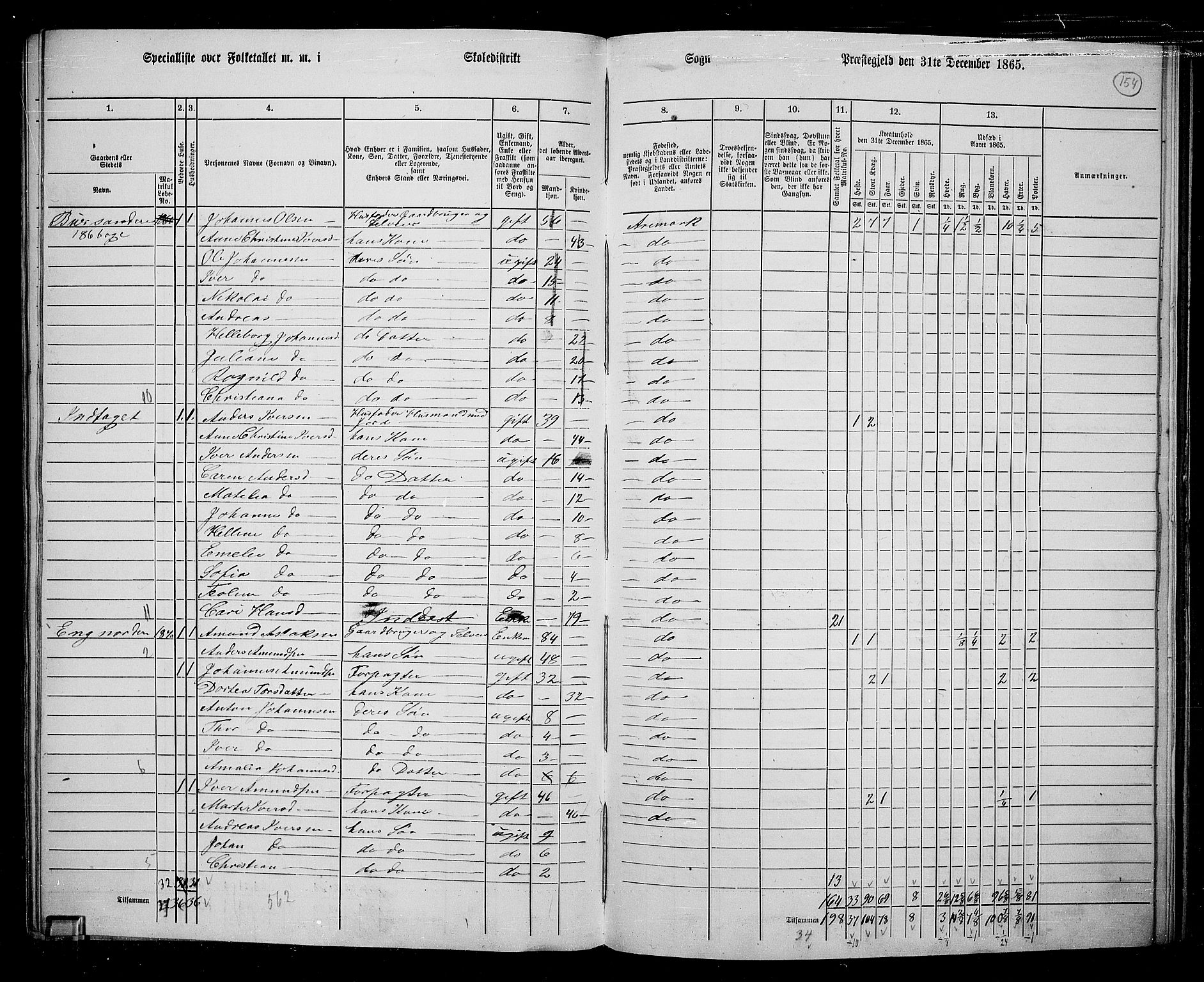 RA, 1865 census for Aremark, 1865, p. 142