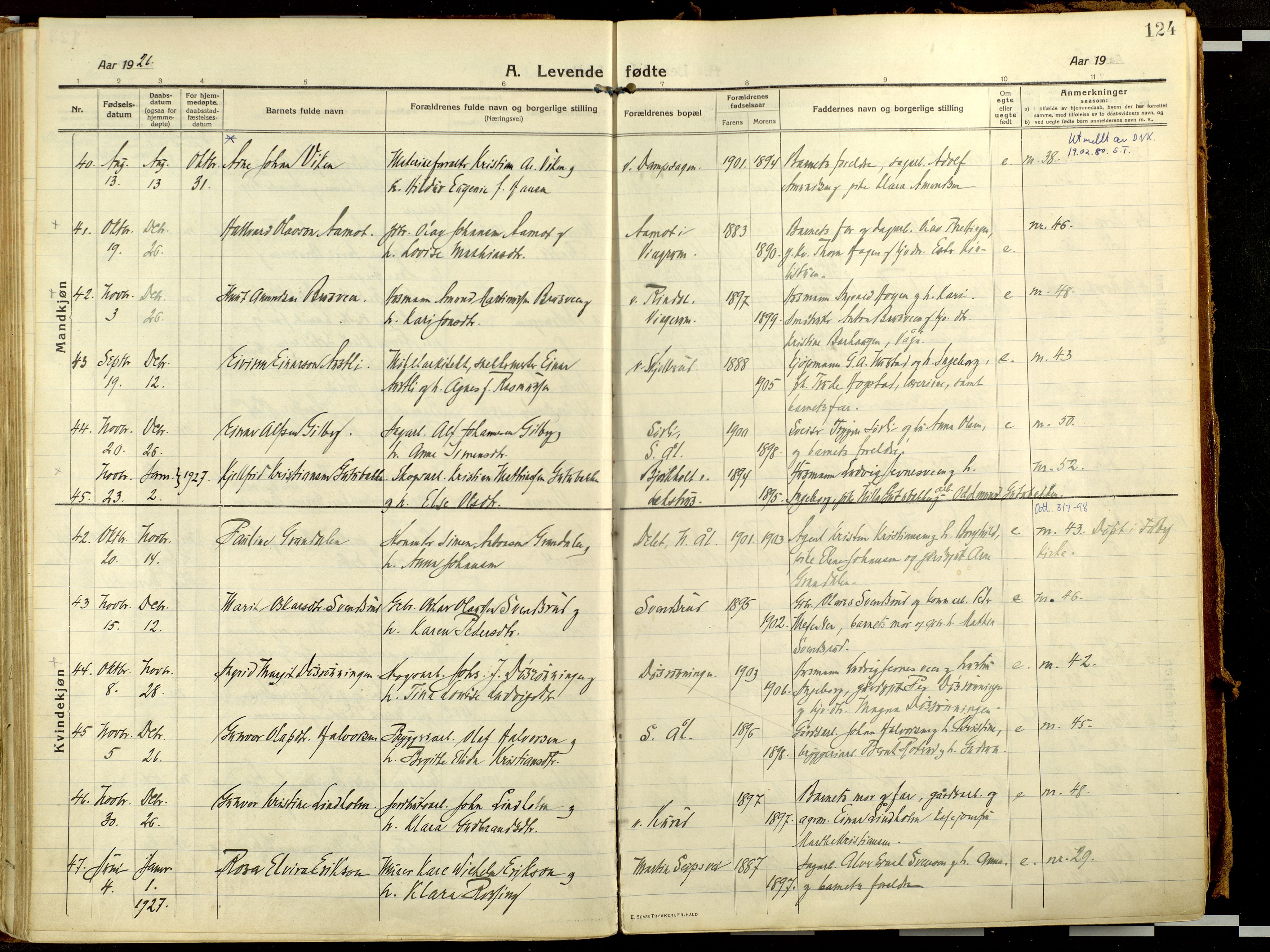 Fåberg prestekontor, AV/SAH-PREST-086/H/Ha/Haa/L0013: Parish register (official) no. 13, 1913-1928, p. 124