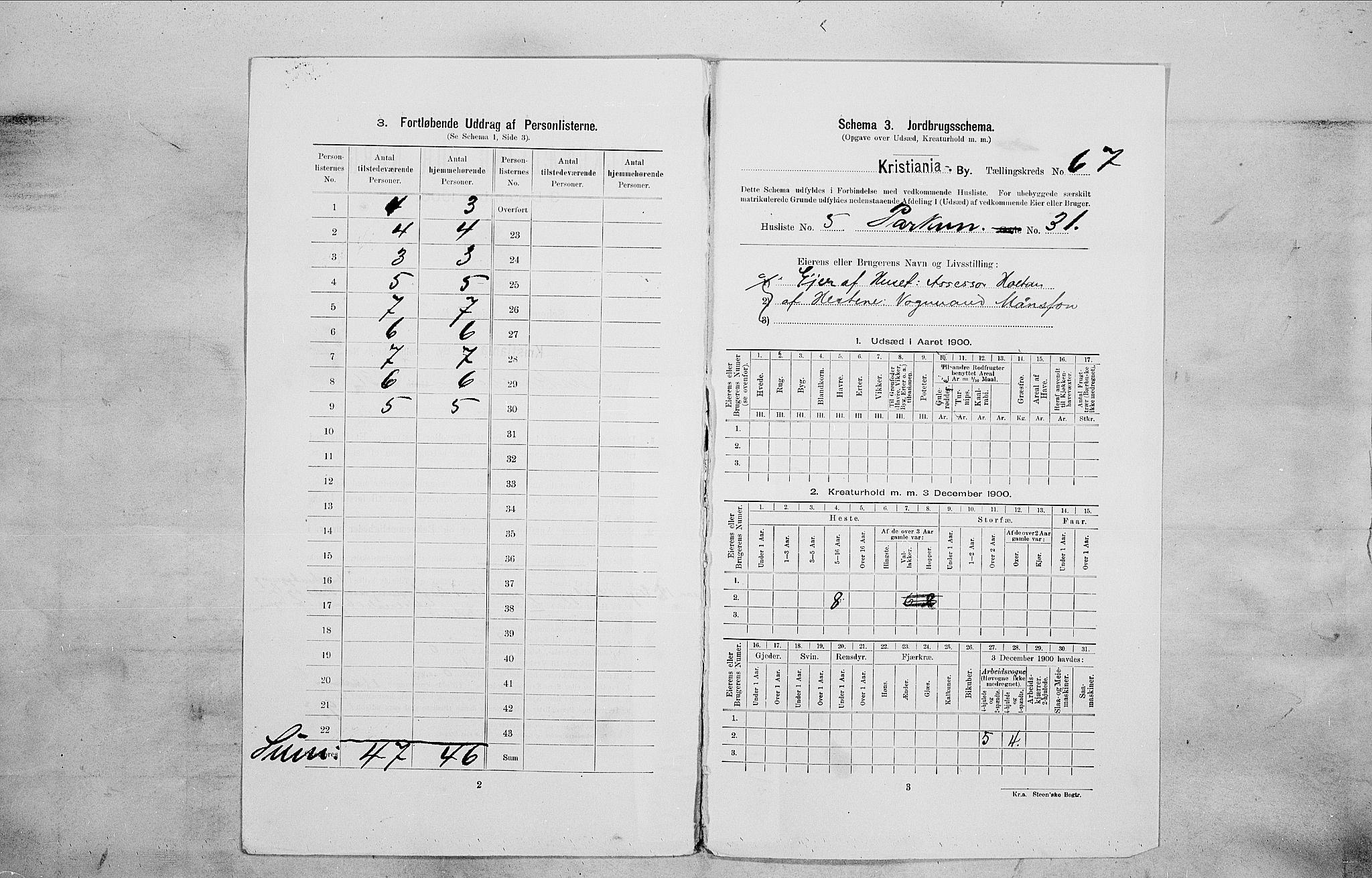 SAO, 1900 census for Kristiania, 1900, p. 70443