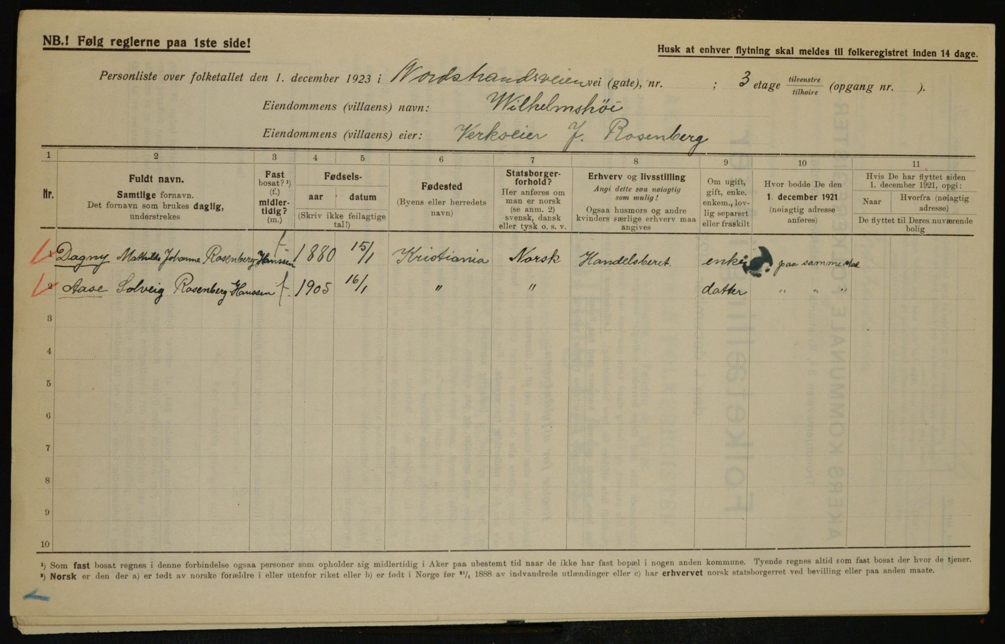 , Municipal Census 1923 for Aker, 1923, p. 43046