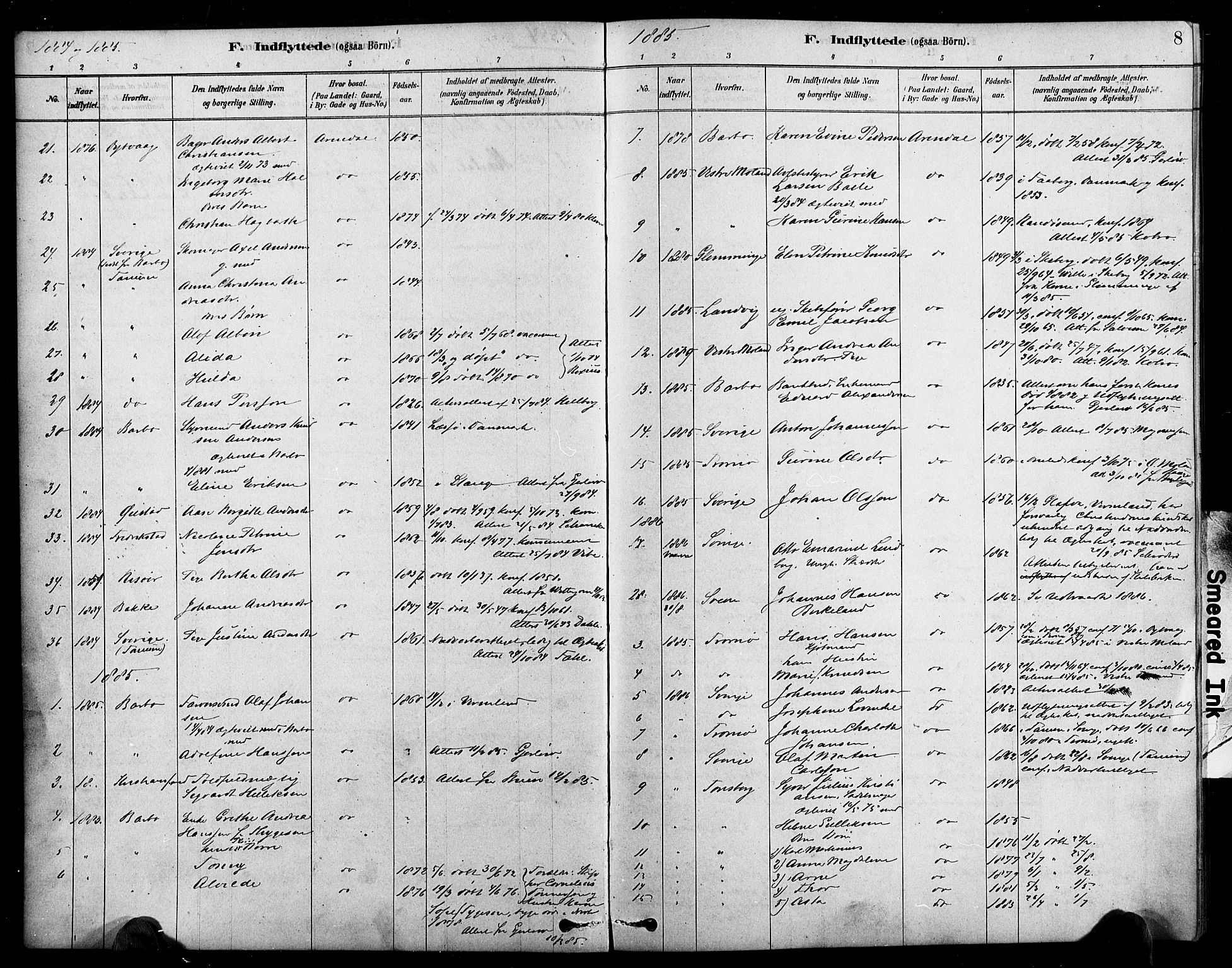 Arendal sokneprestkontor, Trefoldighet, SAK/1111-0040/F/Fa/L0009: Parish register (official) no. A 9, 1878-1919, p. 8