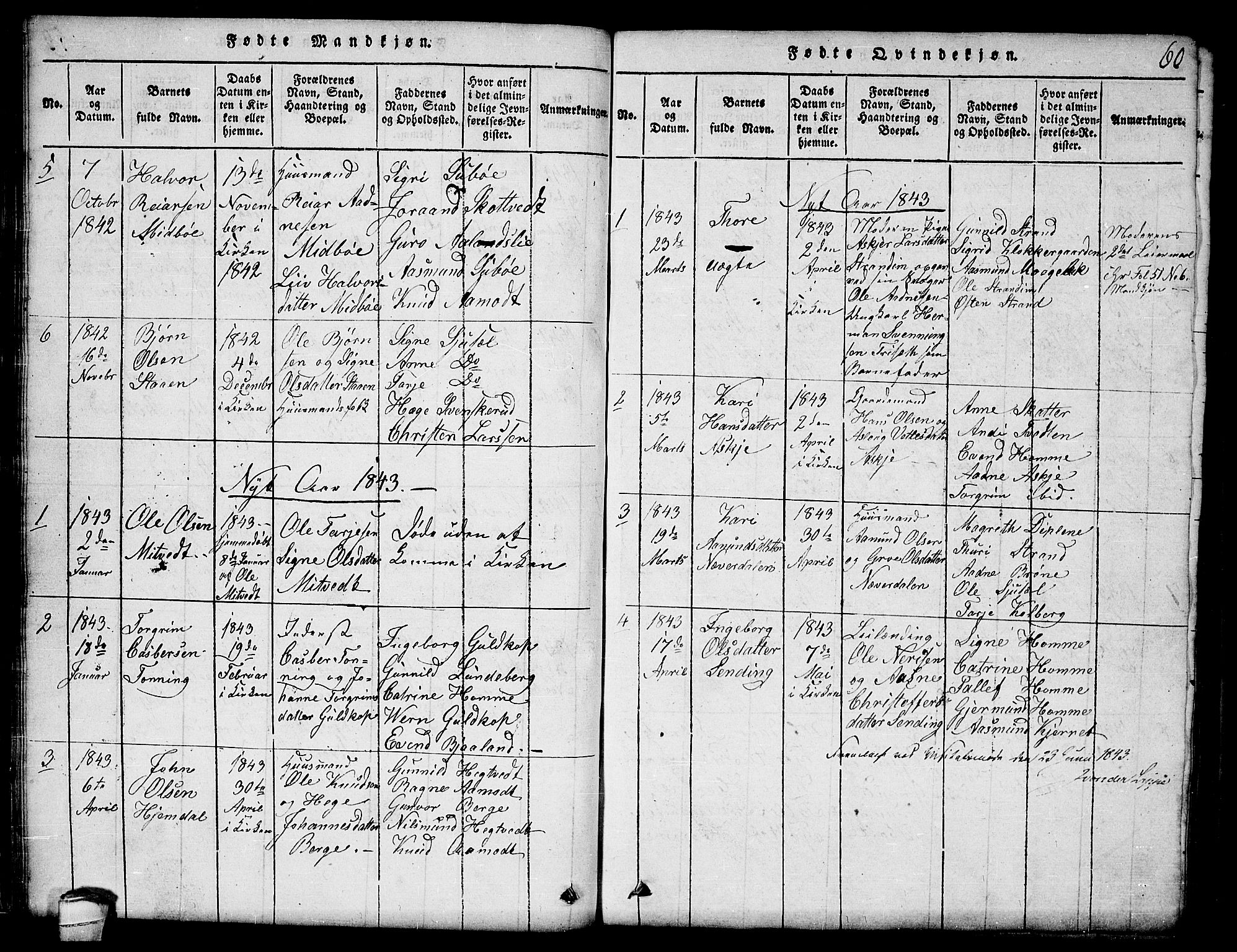 Lårdal kirkebøker, SAKO/A-284/G/Ga/L0001: Parish register (copy) no. I 1, 1815-1861, p. 60