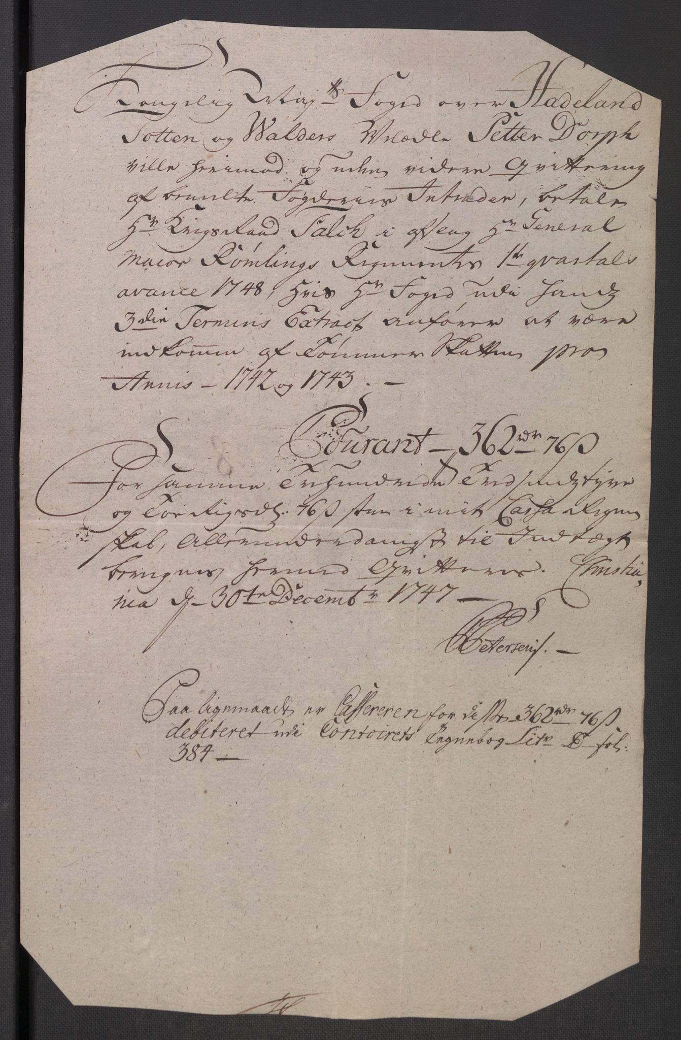 Rentekammeret inntil 1814, Reviderte regnskaper, Fogderegnskap, AV/RA-EA-4092/R18/L1346: Fogderegnskap Hadeland, Toten og Valdres, 1747-1748, p. 241