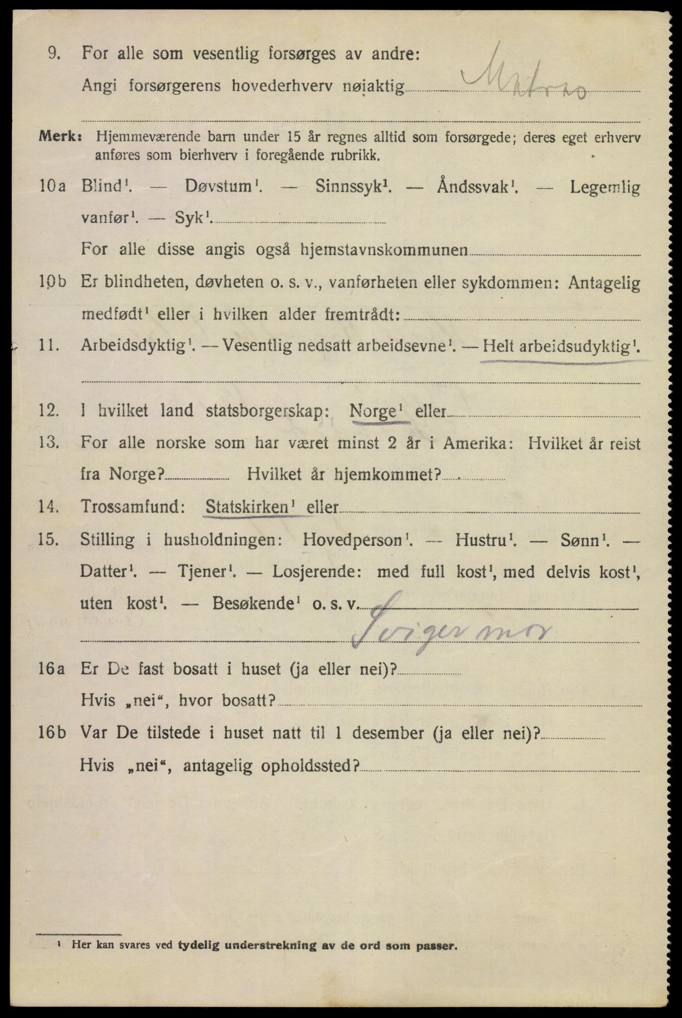 SAKO, 1920 census for Kragerø, 1920, p. 13864