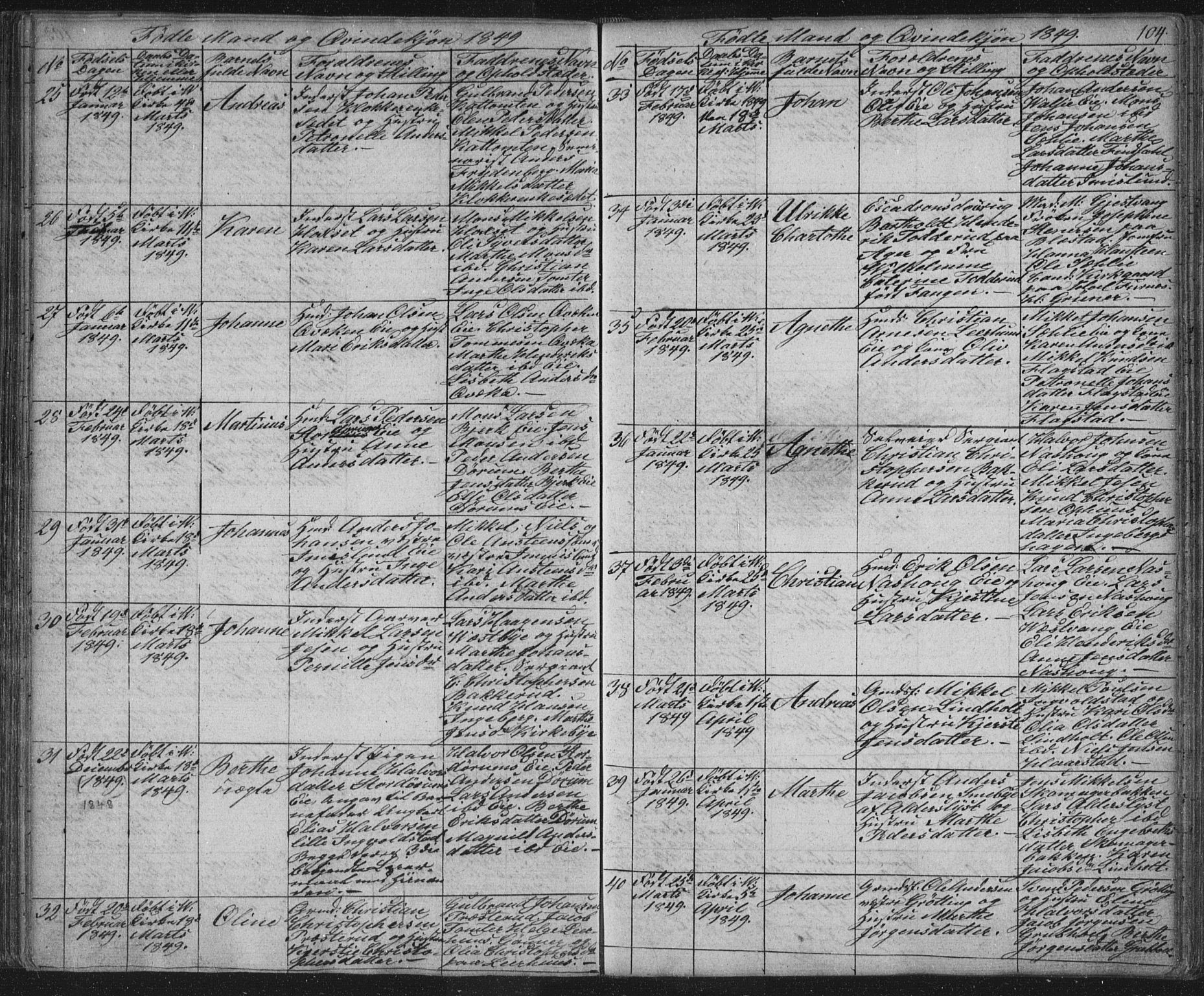 Vang prestekontor, Hedmark, AV/SAH-PREST-008/H/Ha/Hab/L0008: Parish register (copy) no. 8, 1832-1854, p. 104