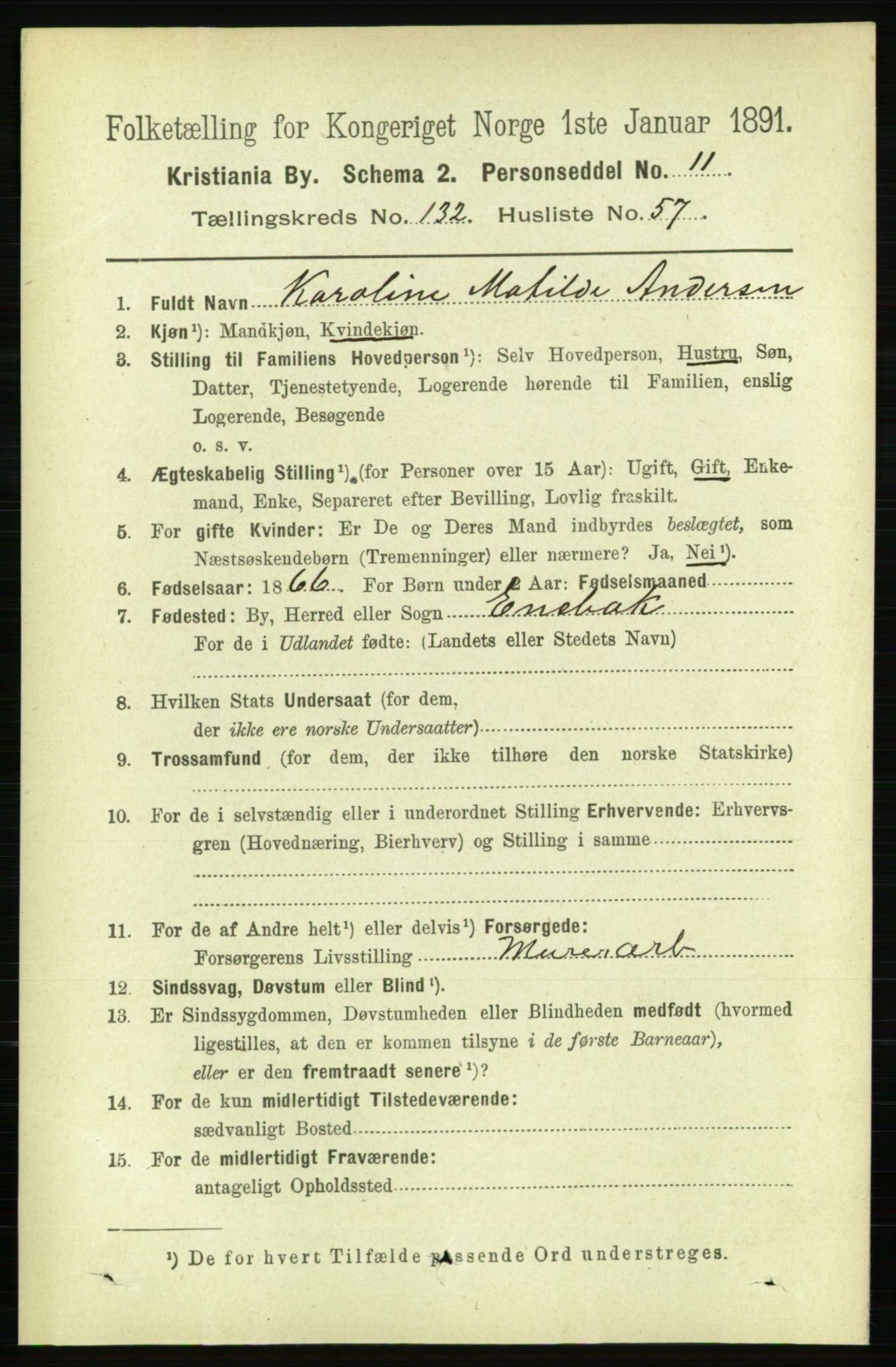 RA, 1891 census for 0301 Kristiania, 1891, p. 72285