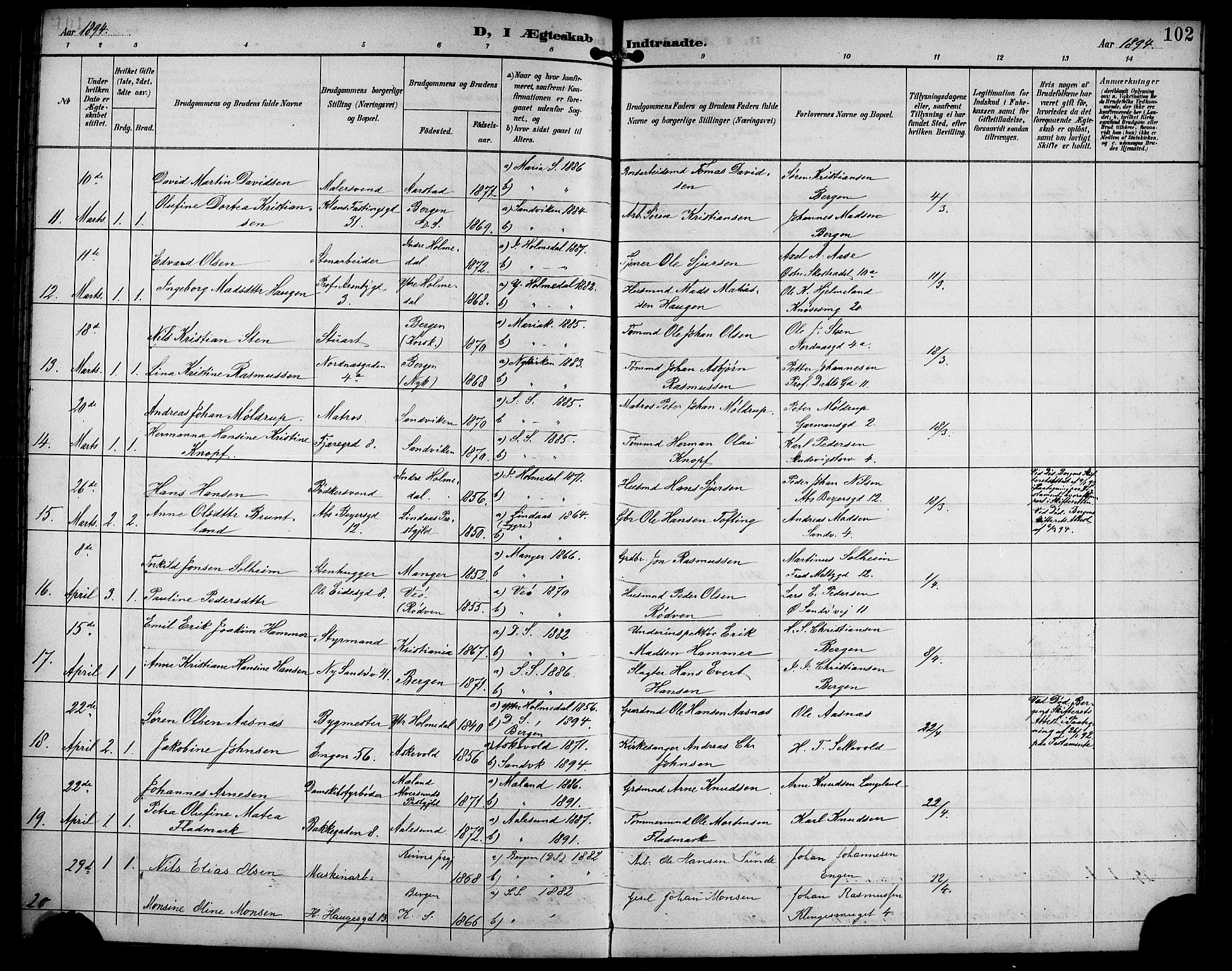 Sandviken Sokneprestembete, SAB/A-77601/H/Hb/L0003: Parish register (copy) no. A 4, 1892-1901, p. 102