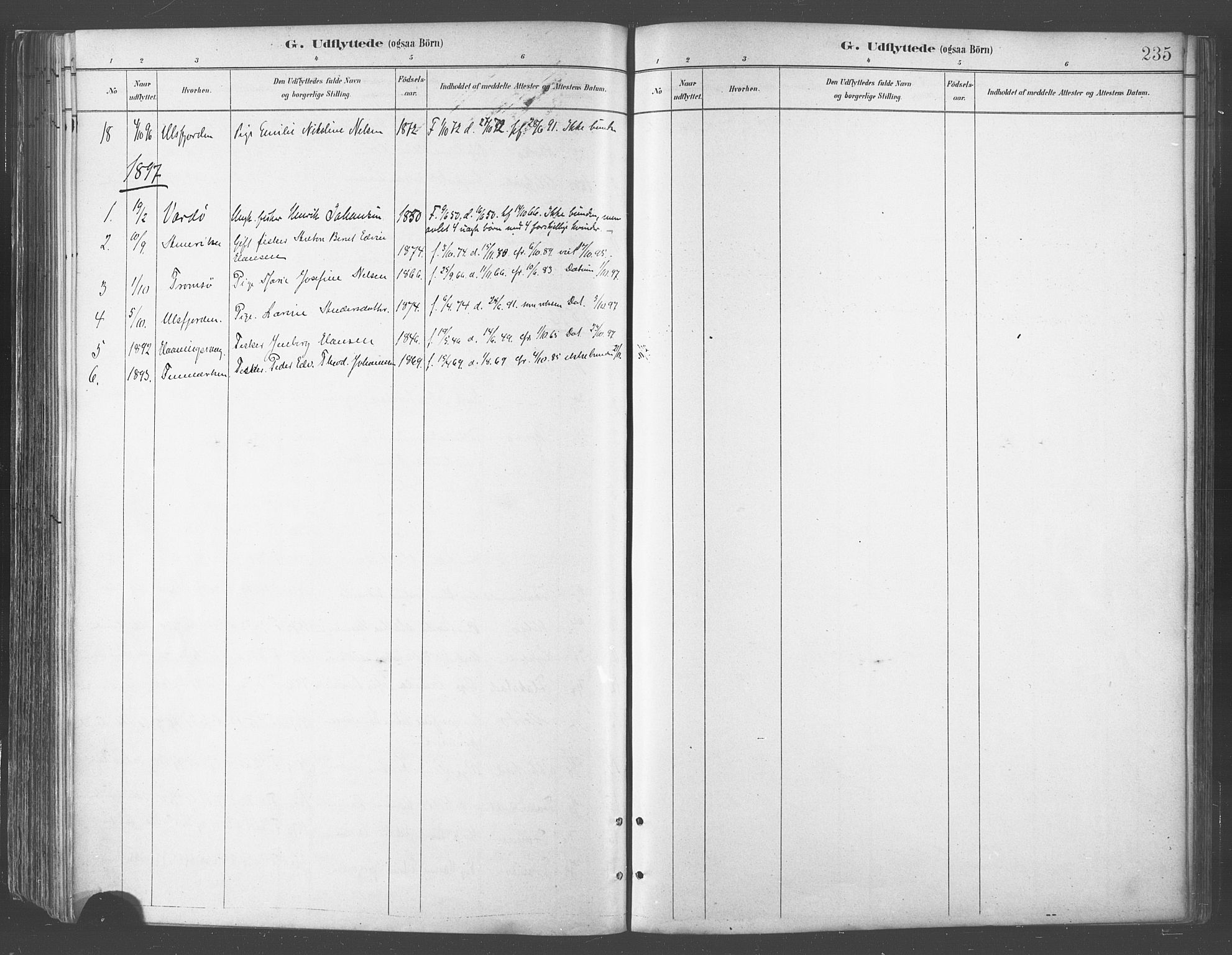 Balsfjord sokneprestembete, AV/SATØ-S-1303/G/Gaa/L0005kirke: Parish register (official) no. 5, 1884-1897, p. 235