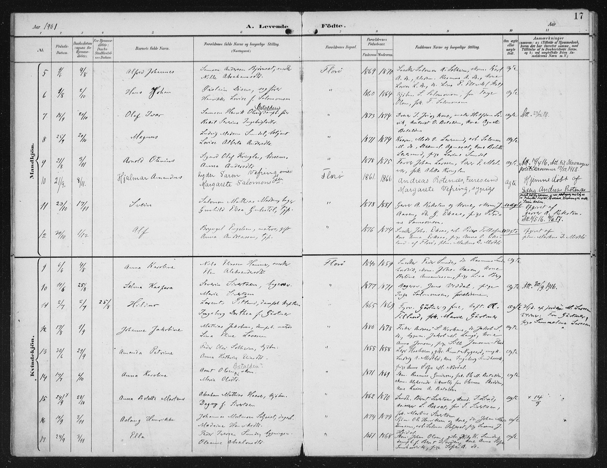 Kinn sokneprestembete, AV/SAB-A-80801/H/Haa/Haac/L0002: Parish register (official) no. C 2, 1895-1916, p. 17