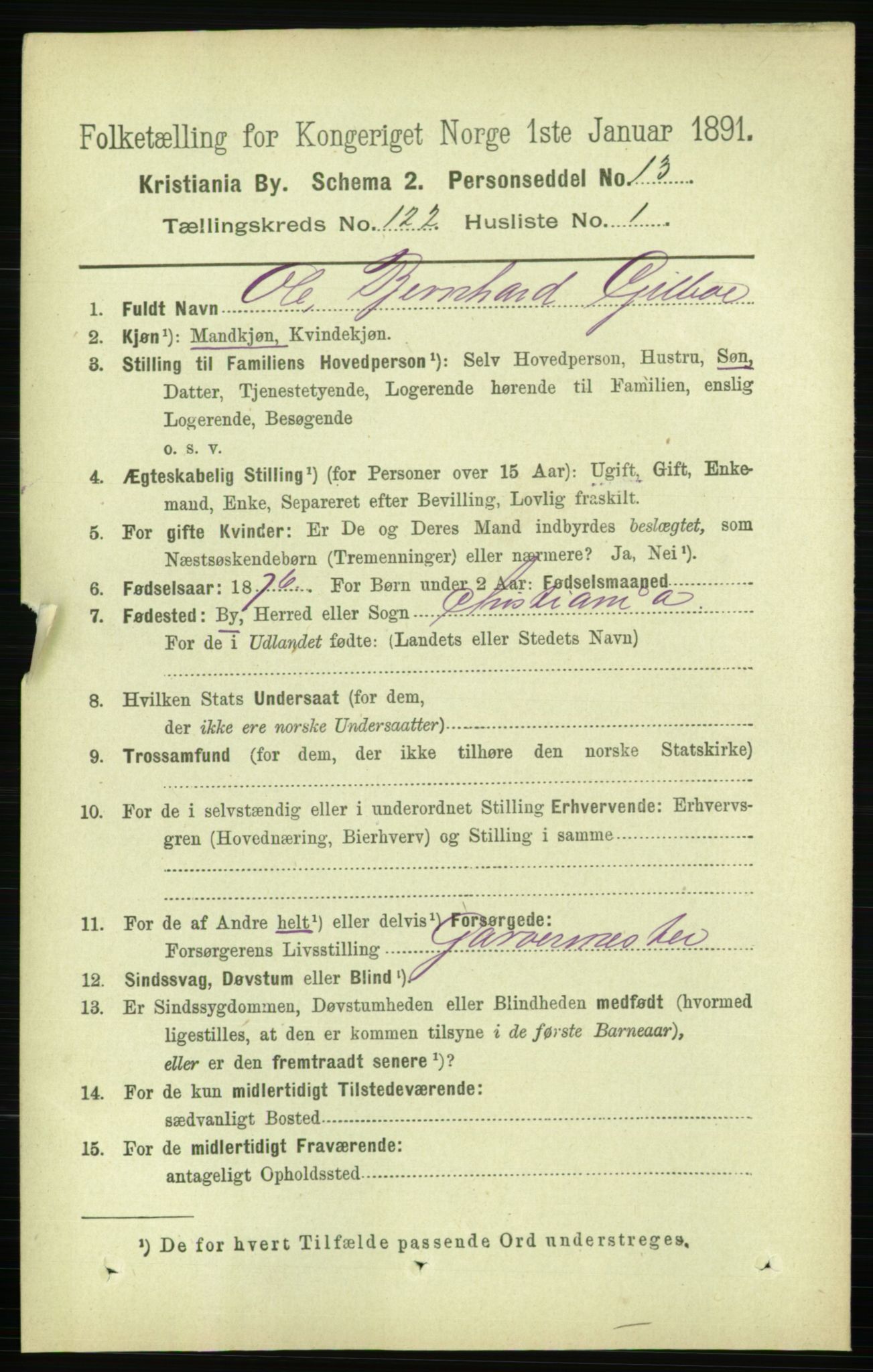 RA, 1891 census for 0301 Kristiania, 1891, p. 64630