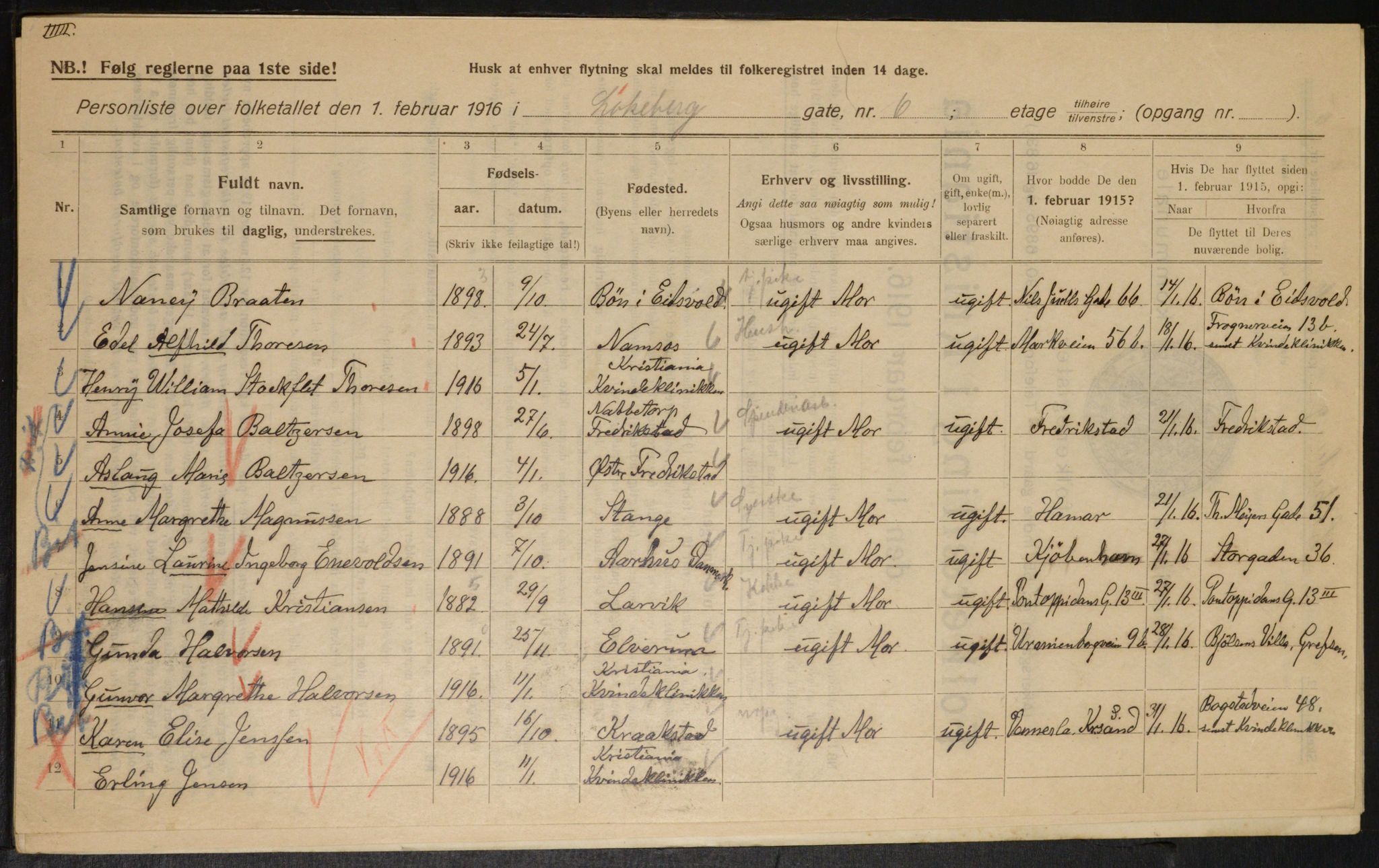 OBA, Municipal Census 1916 for Kristiania, 1916, p. 59902