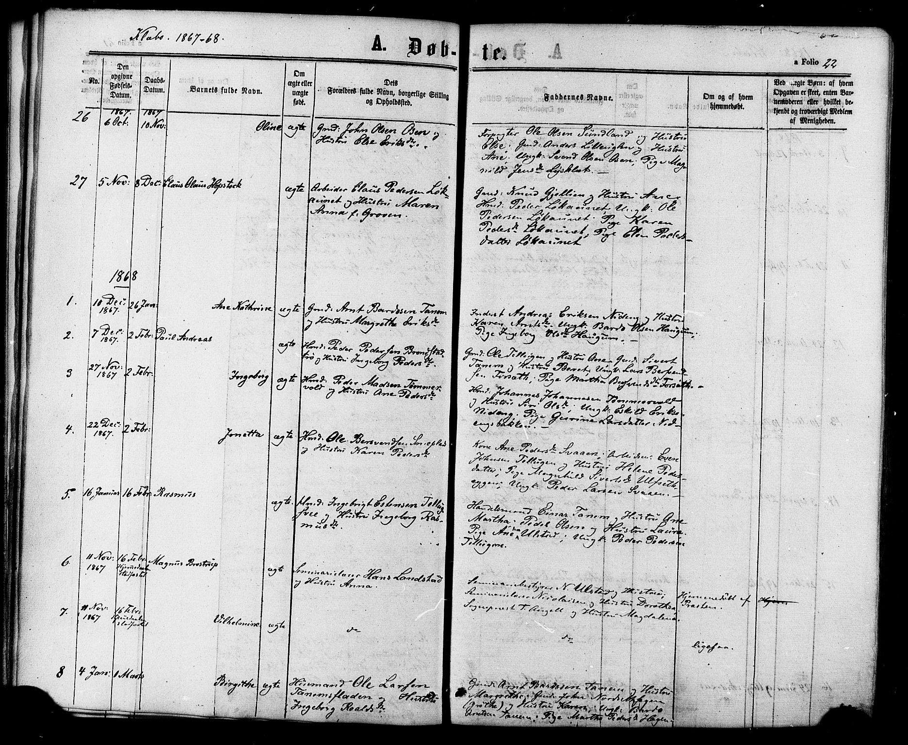 Ministerialprotokoller, klokkerbøker og fødselsregistre - Sør-Trøndelag, SAT/A-1456/618/L0442: Parish register (official) no. 618A06 /1, 1863-1879, p. 22