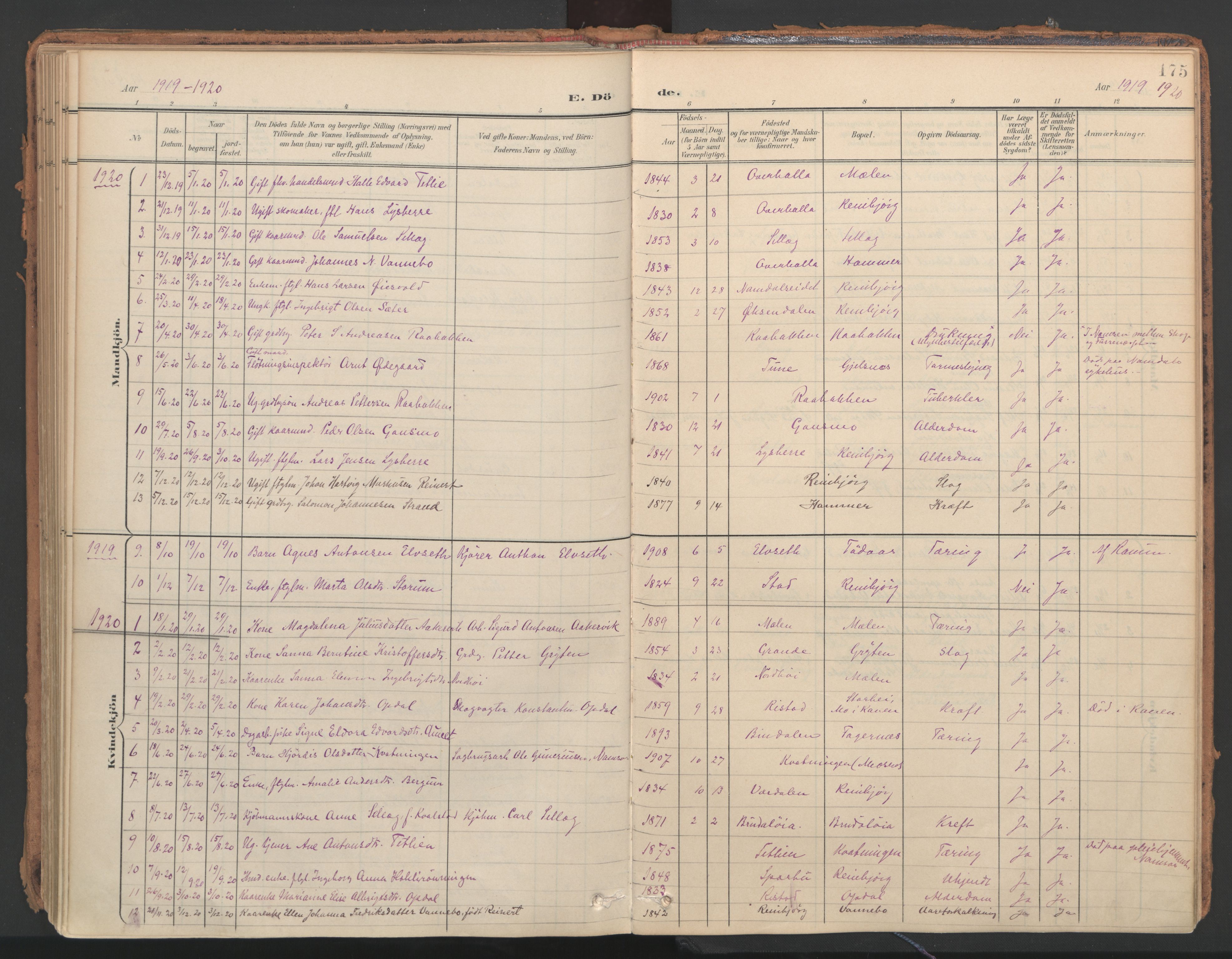 Ministerialprotokoller, klokkerbøker og fødselsregistre - Nord-Trøndelag, SAT/A-1458/766/L0564: Parish register (official) no. 767A02, 1900-1932, p. 175