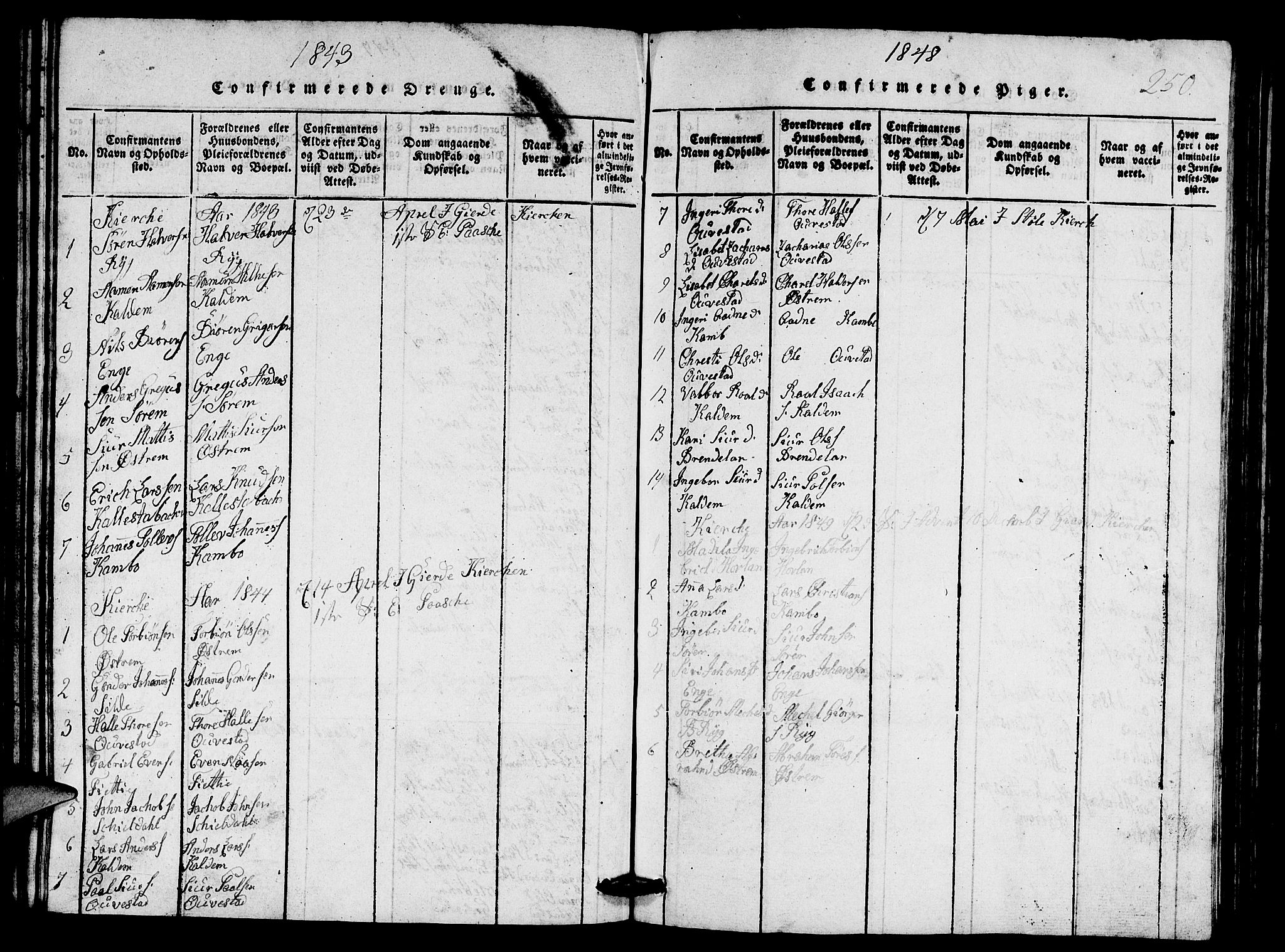 Etne sokneprestembete, SAB/A-75001/H/Hab: Parish register (copy) no. A 1, 1815-1849, p. 250