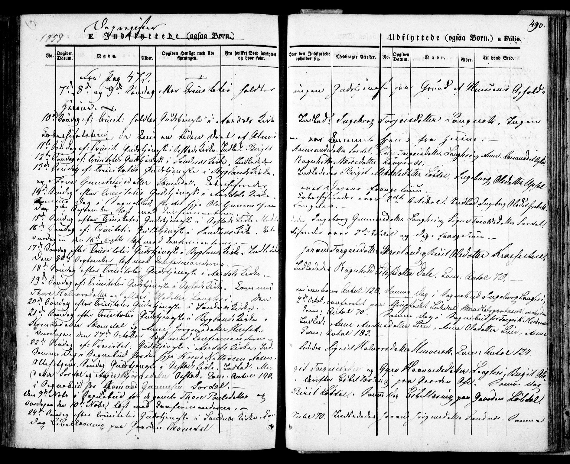 Bygland sokneprestkontor, SAK/1111-0006/F/Fa/Fab/L0004: Parish register (official) no. A 4, 1842-1858, p. 490