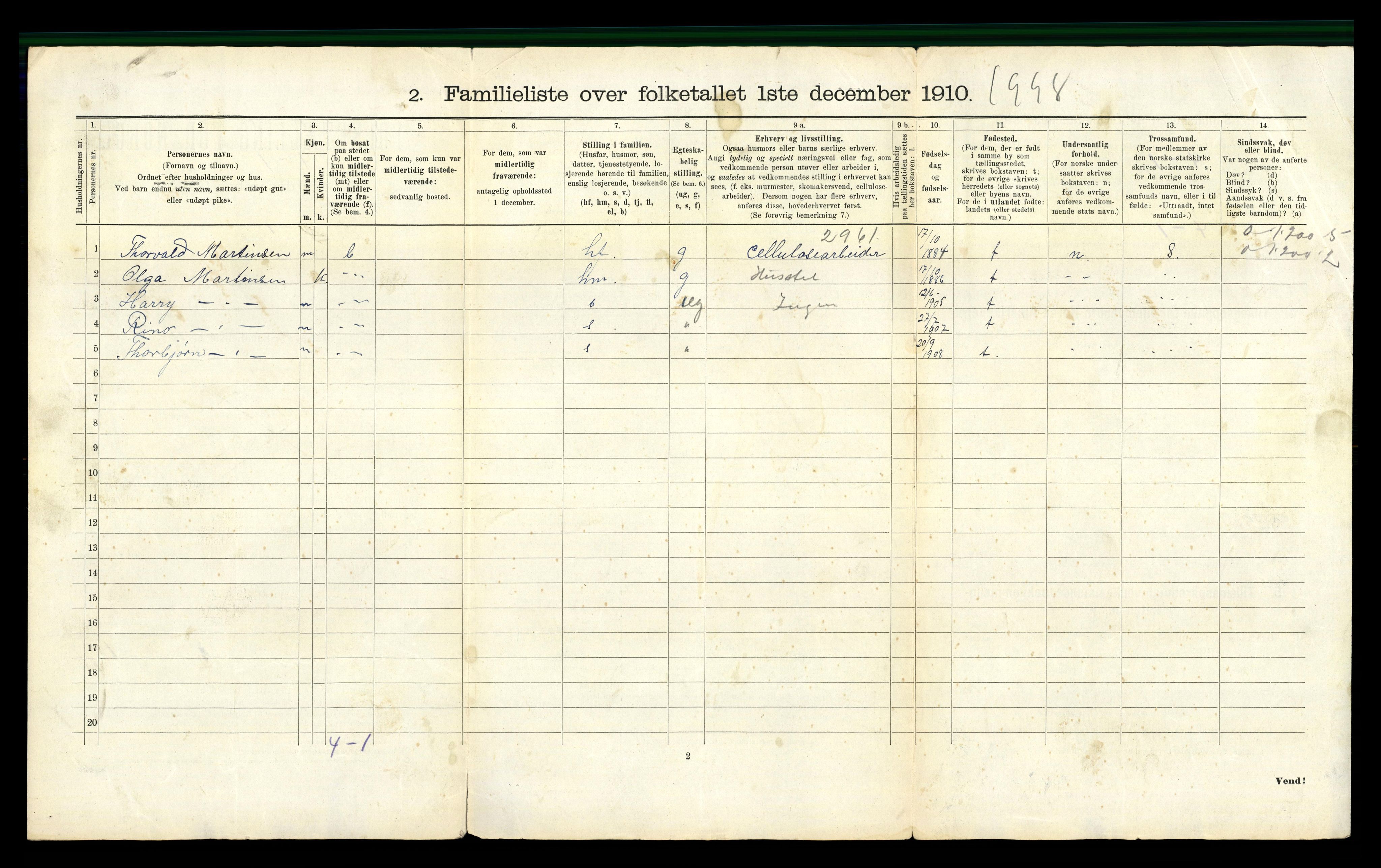 RA, 1910 census for Moss, 1910, p. 1732