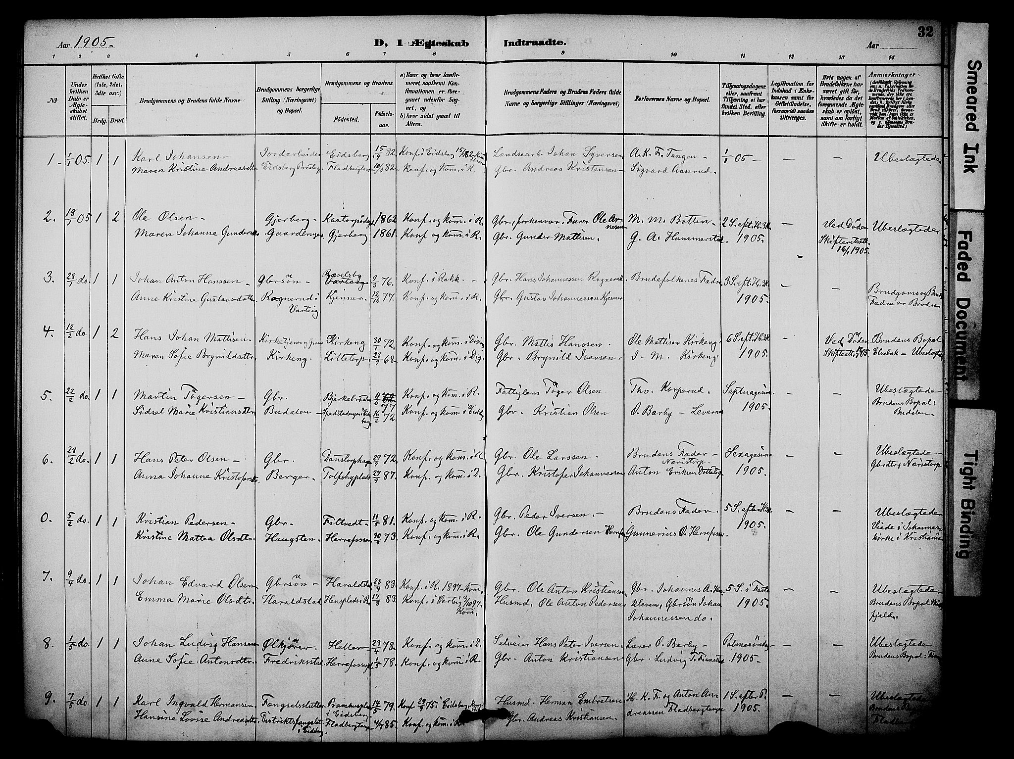 Rakkestad prestekontor Kirkebøker, AV/SAO-A-2008/F/Fa/L0014: Parish register (official) no. I 14, 1887-1908, p. 32