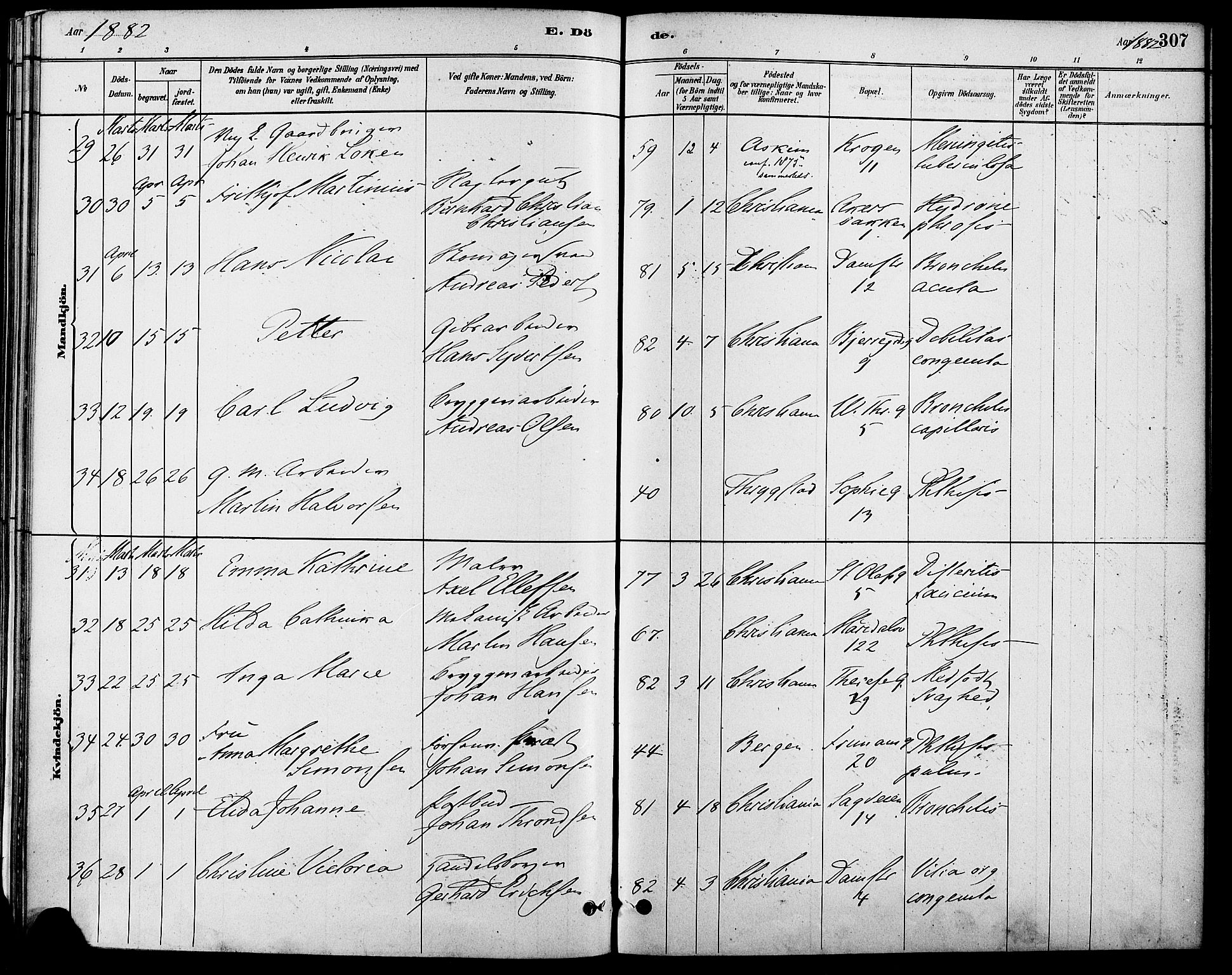 Gamle Aker prestekontor Kirkebøker, AV/SAO-A-10617a/F/L0006: Parish register (official) no. 6, 1880-1887, p. 307