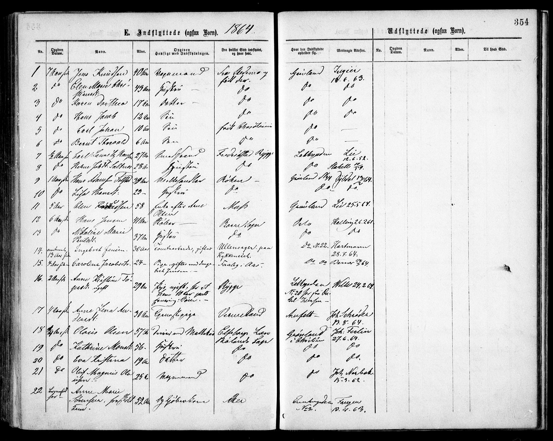 Grønland prestekontor Kirkebøker, AV/SAO-A-10848/F/Fa/L0003: Parish register (official) no. 3, 1862-1868, p. 354