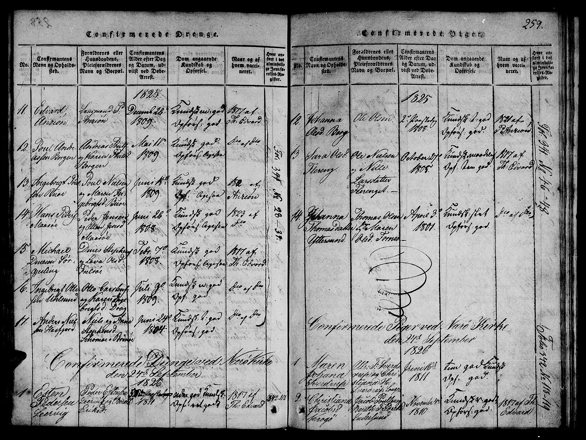 Ministerialprotokoller, klokkerbøker og fødselsregistre - Nord-Trøndelag, SAT/A-1458/784/L0667: Parish register (official) no. 784A03 /1, 1816-1829, p. 259