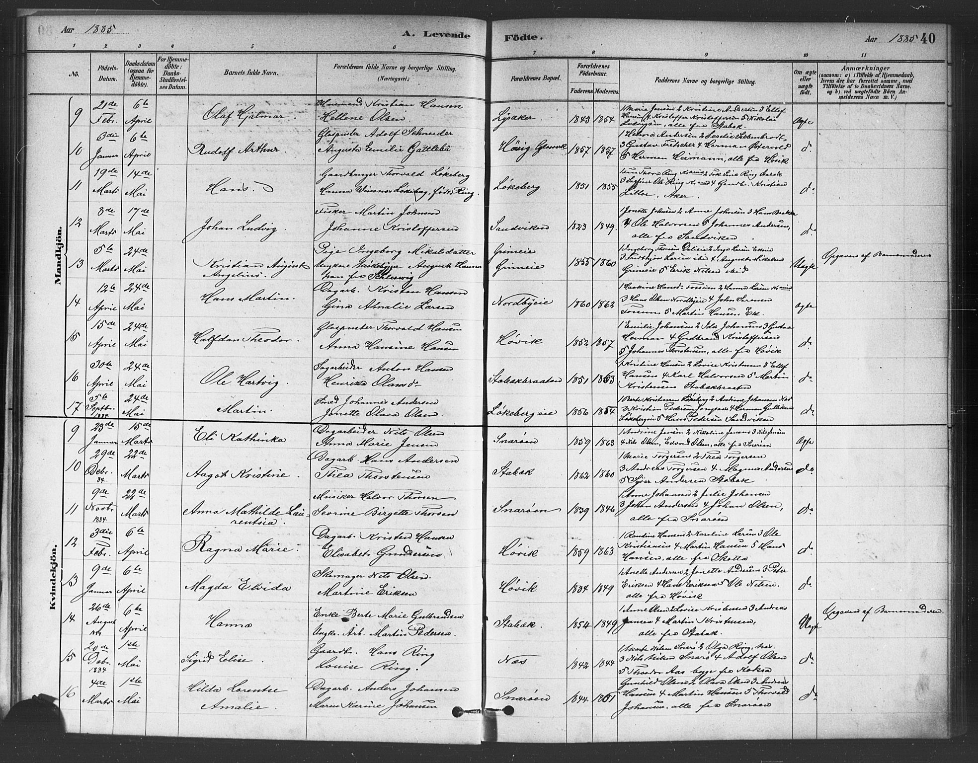 Asker prestekontor Kirkebøker, AV/SAO-A-10256a/F/Fc/L0001: Parish register (official) no. III 1, 1879-1892, p. 40