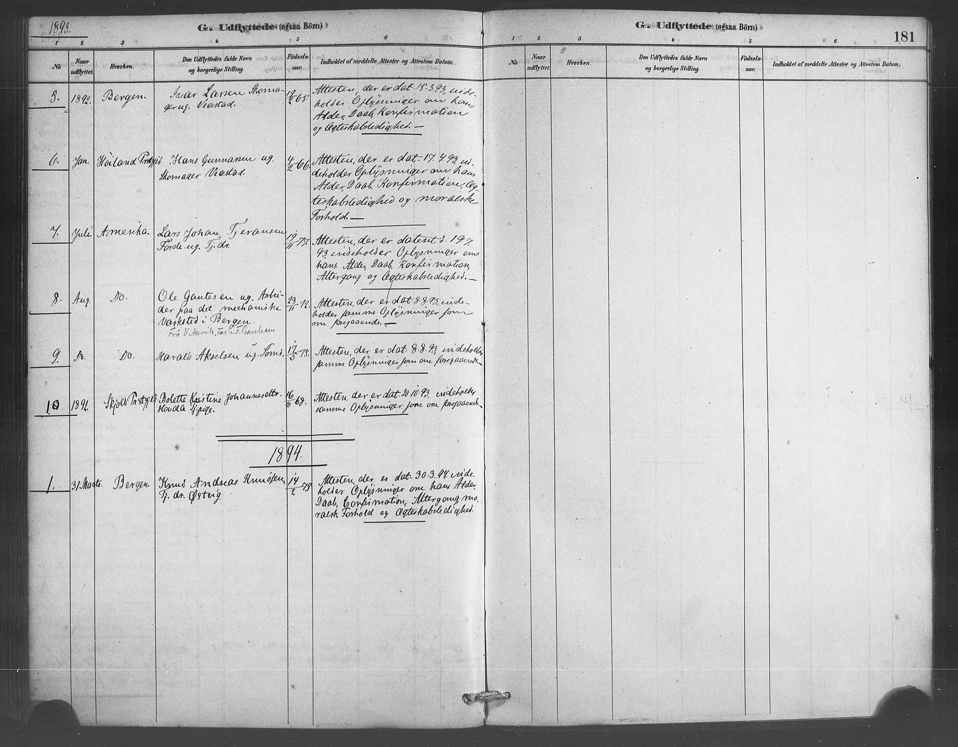 Sveio Sokneprestembete, SAB/A-78501/H/Haa: Parish register (official) no. D 1, 1878-1894, p. 181