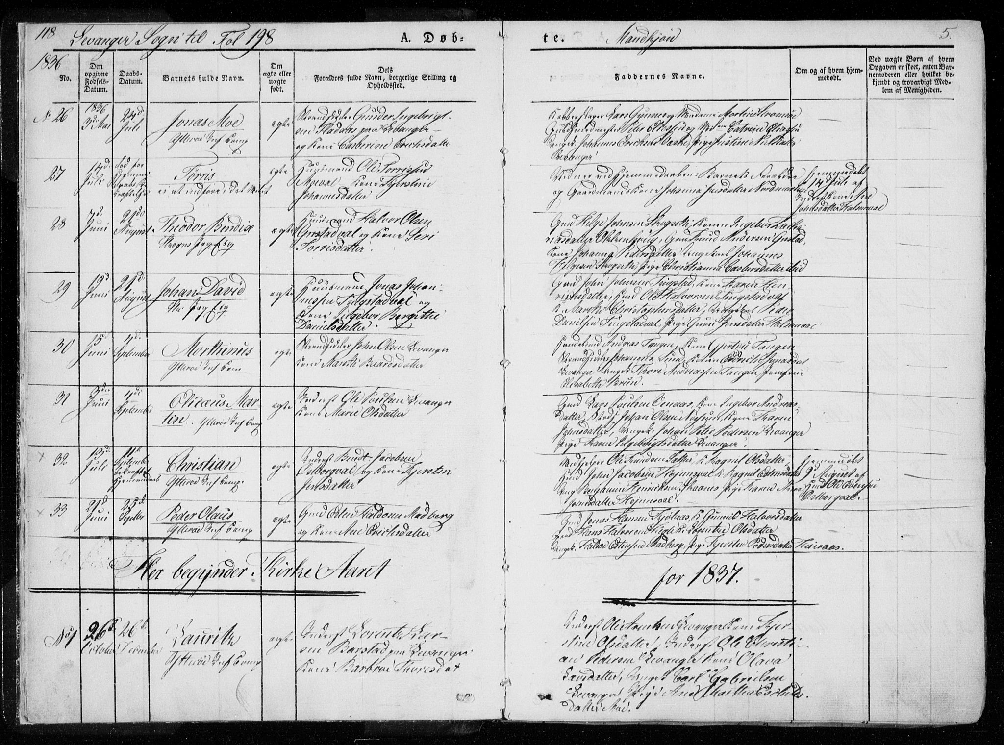 Ministerialprotokoller, klokkerbøker og fødselsregistre - Nord-Trøndelag, SAT/A-1458/720/L0183: Parish register (official) no. 720A01, 1836-1855, p. 5