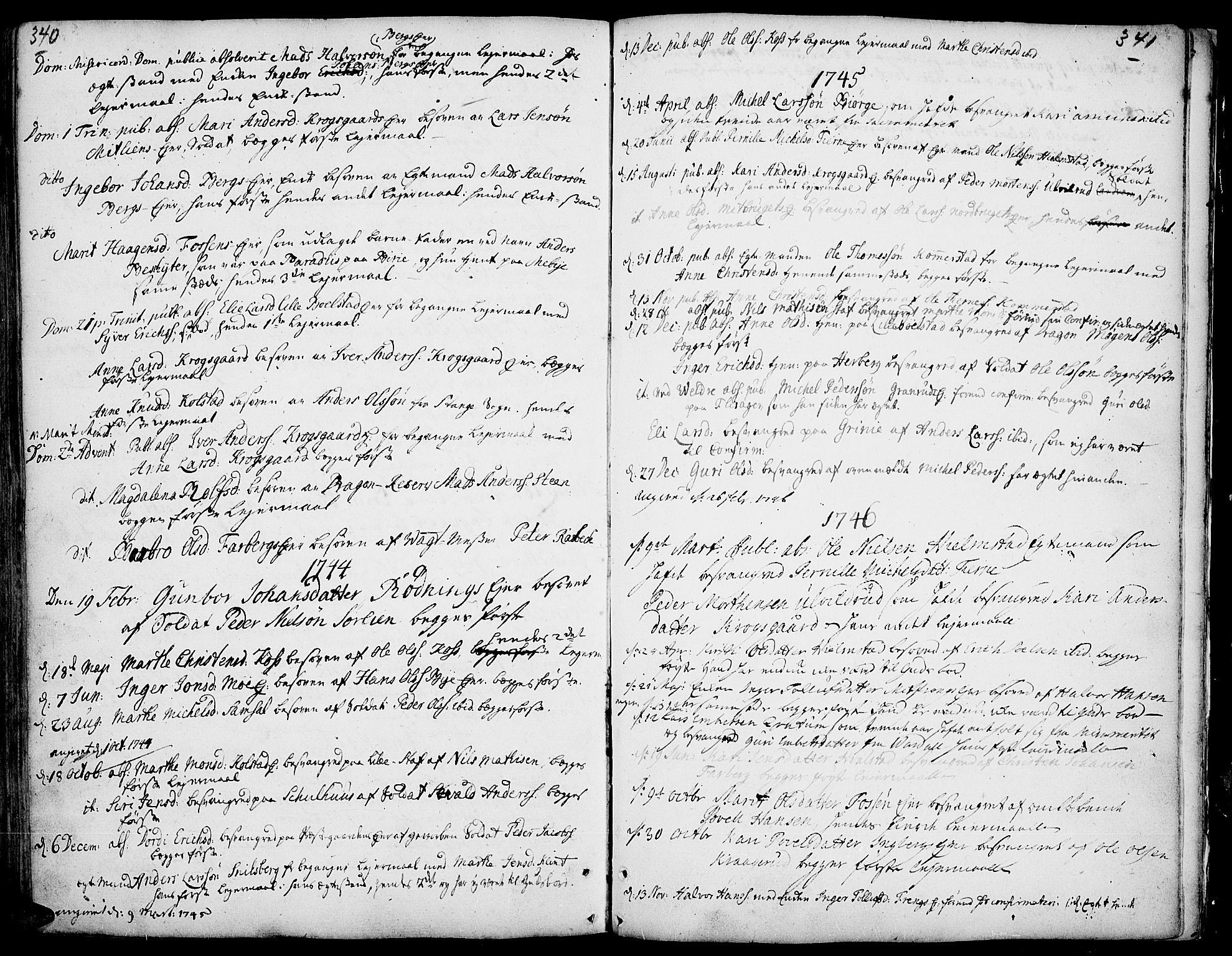 Ringsaker prestekontor, AV/SAH-PREST-014/K/Ka/L0001: Parish register (official) no. 1, 1734-1746, p. 340-341