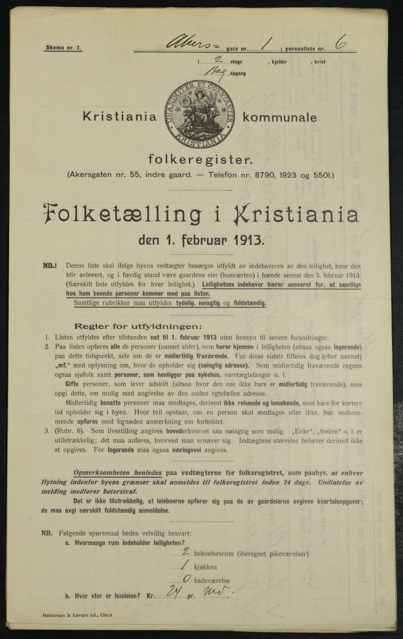 OBA, Municipal Census 1913 for Kristiania, 1913, p. 315