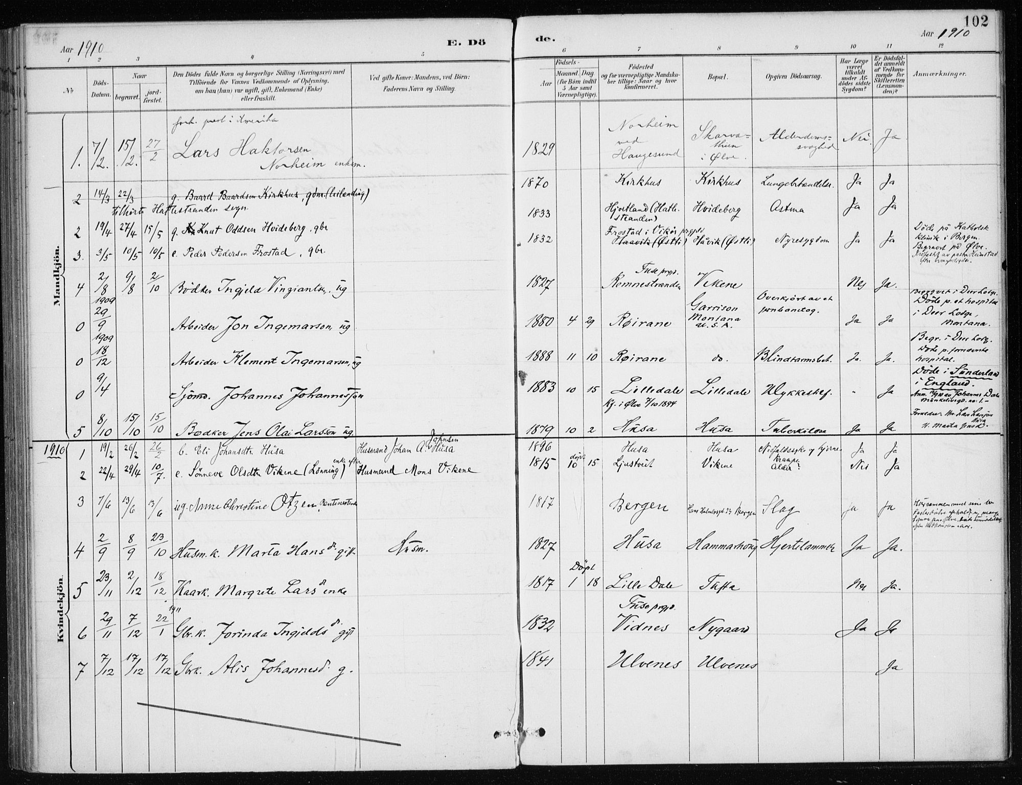 Kvinnherad sokneprestembete, SAB/A-76401/H/Haa: Parish register (official) no. E 1, 1887-1912, p. 102