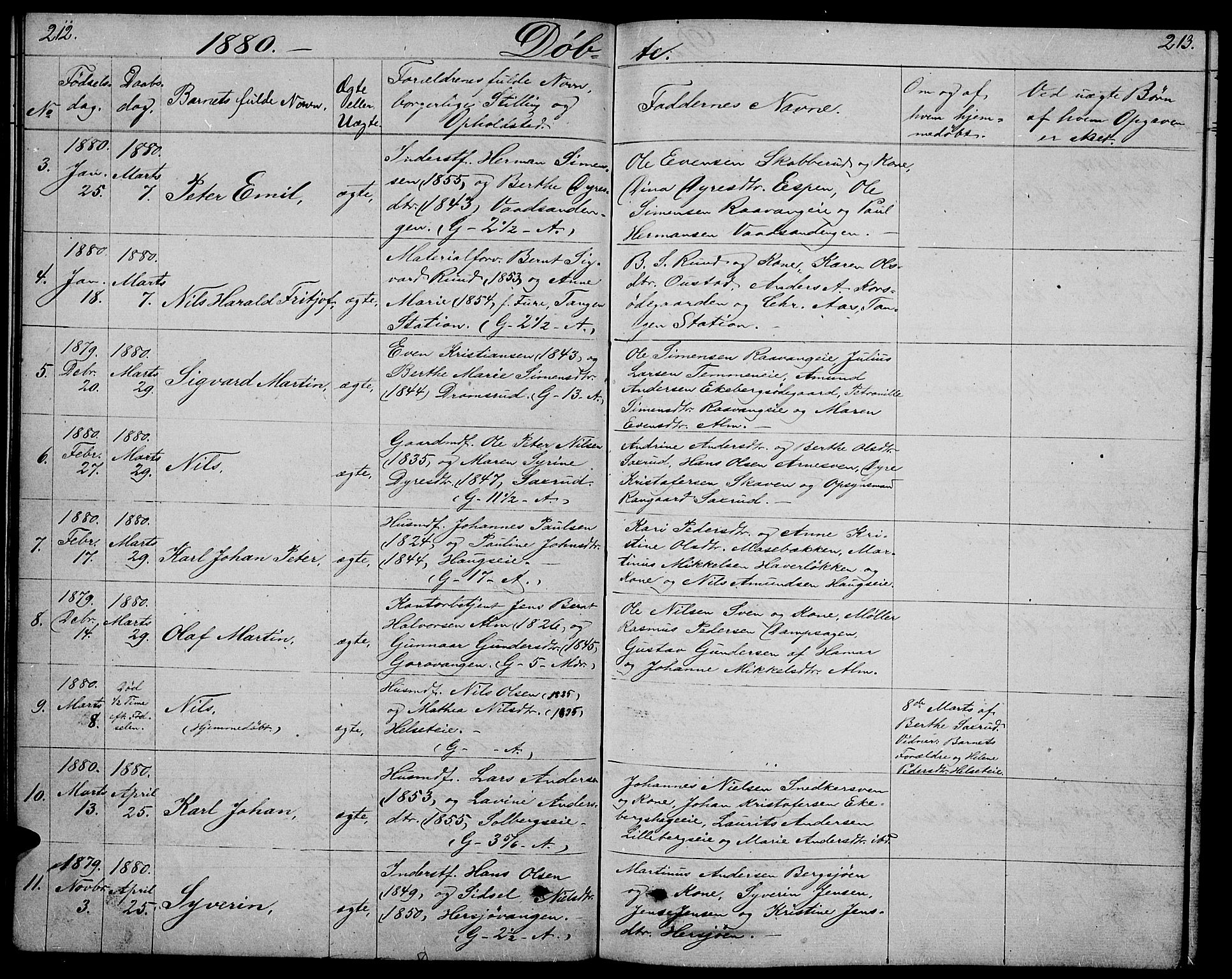 Stange prestekontor, AV/SAH-PREST-002/L/L0005: Parish register (copy) no. 5, 1861-1881, p. 212-213