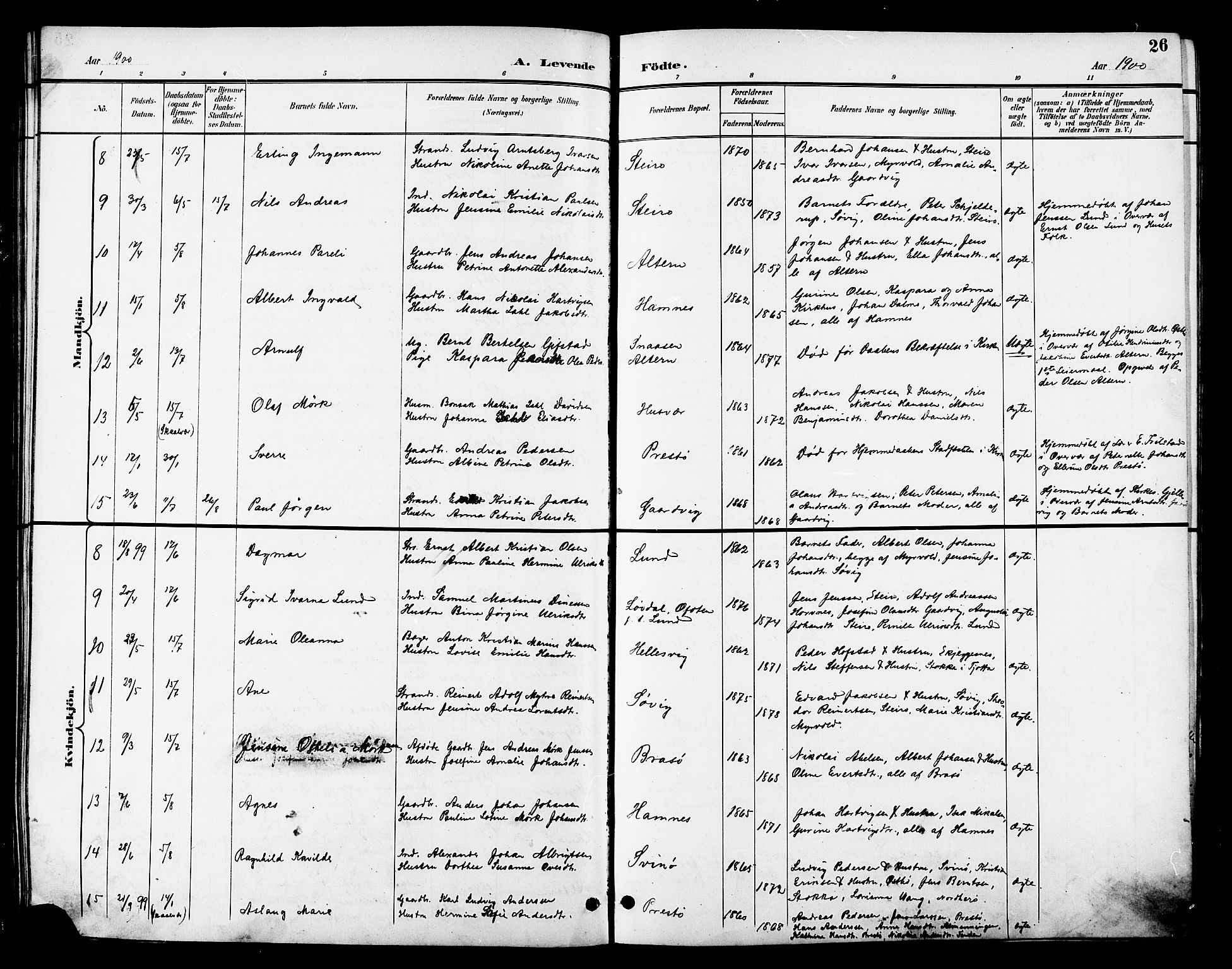 Ministerialprotokoller, klokkerbøker og fødselsregistre - Nordland, AV/SAT-A-1459/830/L0463: Parish register (copy) no. 830C05, 1895-1906, p. 26