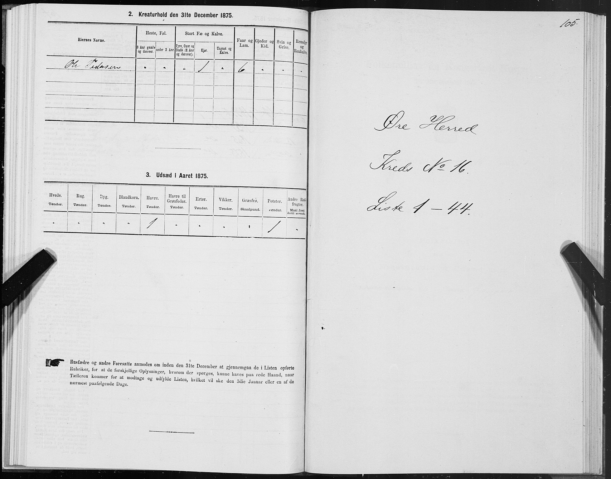 SAT, 1875 census for 1560P Tingvoll, 1875, p. 6105