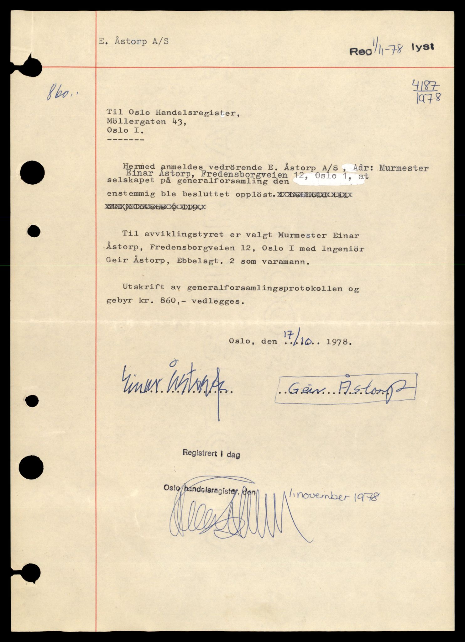 Oslo byfogd, Handelsregisteret, AV/SAT-A-10867/G/Gb/Gbb/L0037: Registreringsmeldinger, E-G, 1980, p. 3
