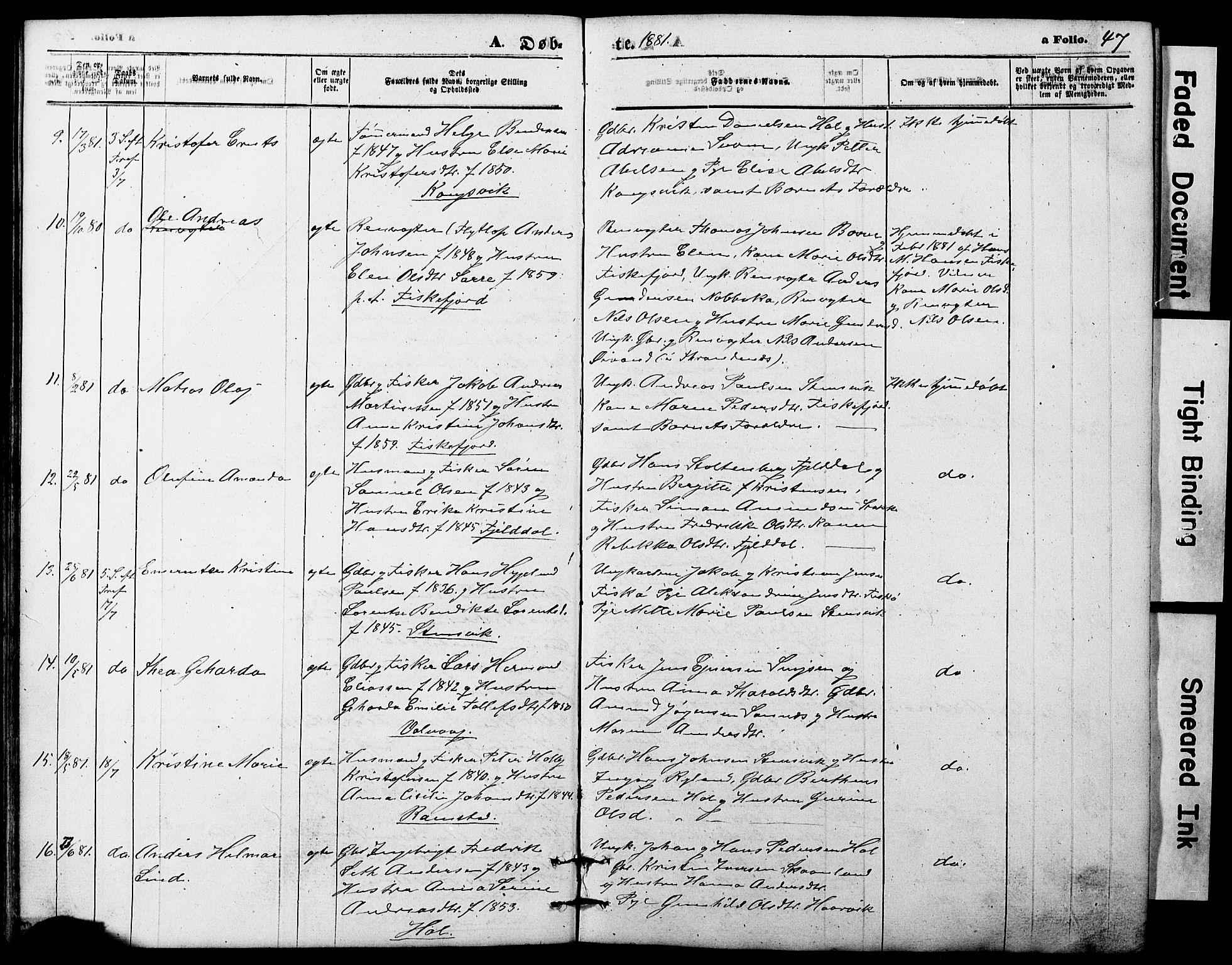 Ministerialprotokoller, klokkerbøker og fødselsregistre - Nordland, AV/SAT-A-1459/865/L0930: Parish register (copy) no. 865C02, 1866-1884, p. 47