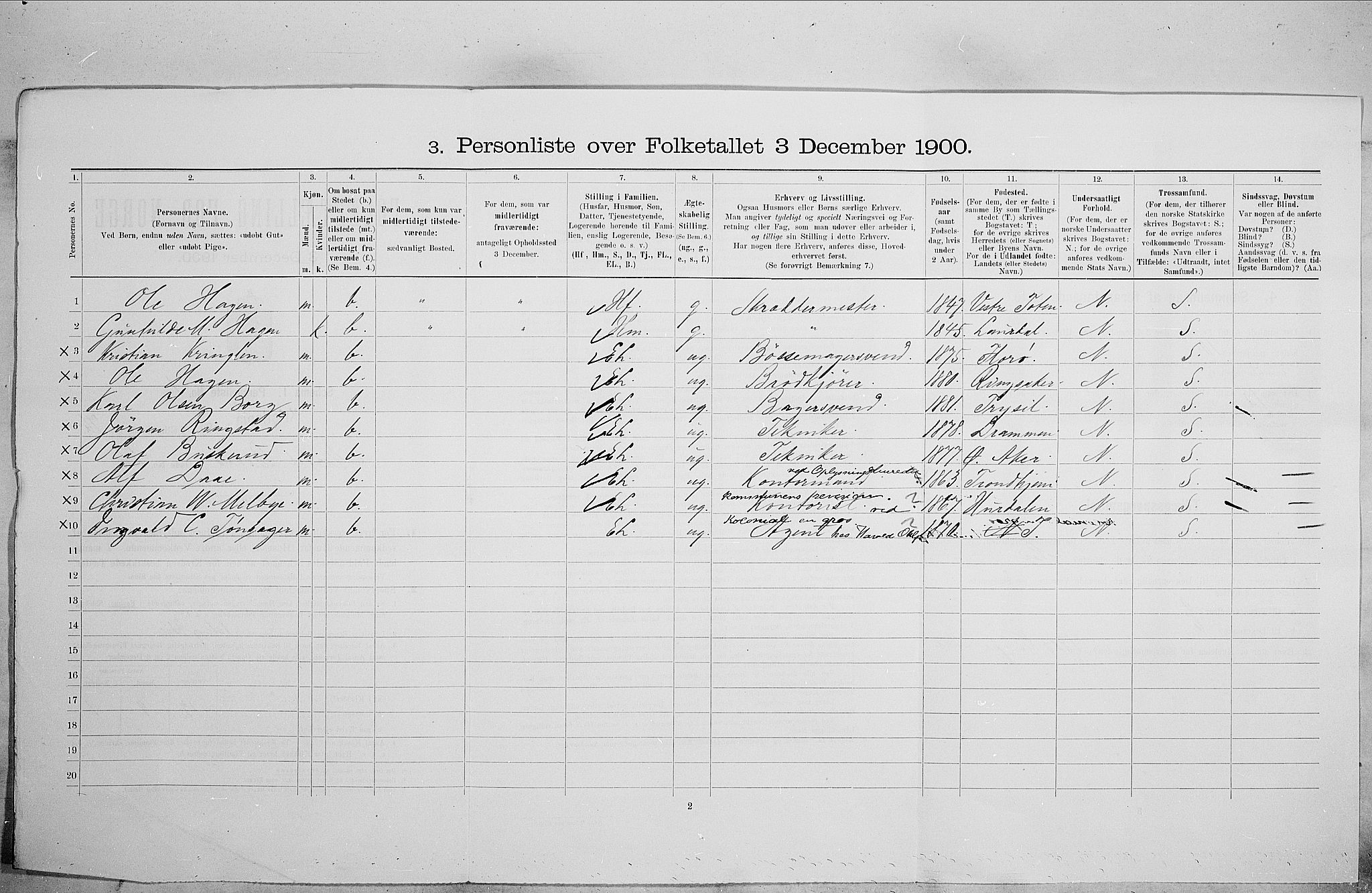 SAO, 1900 census for Kristiania, 1900, p. 64862