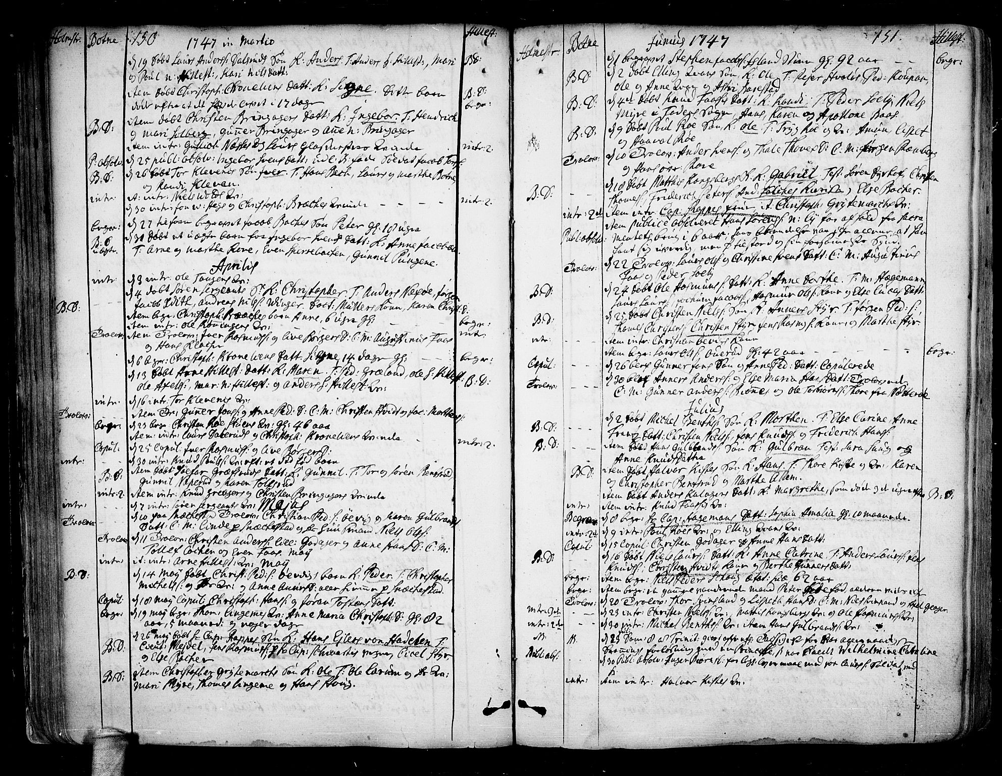 Botne kirkebøker, SAKO/A-340/F/Fa/L0001a: Parish register (official) no. I 1A, 1707-1778, p. 150-151