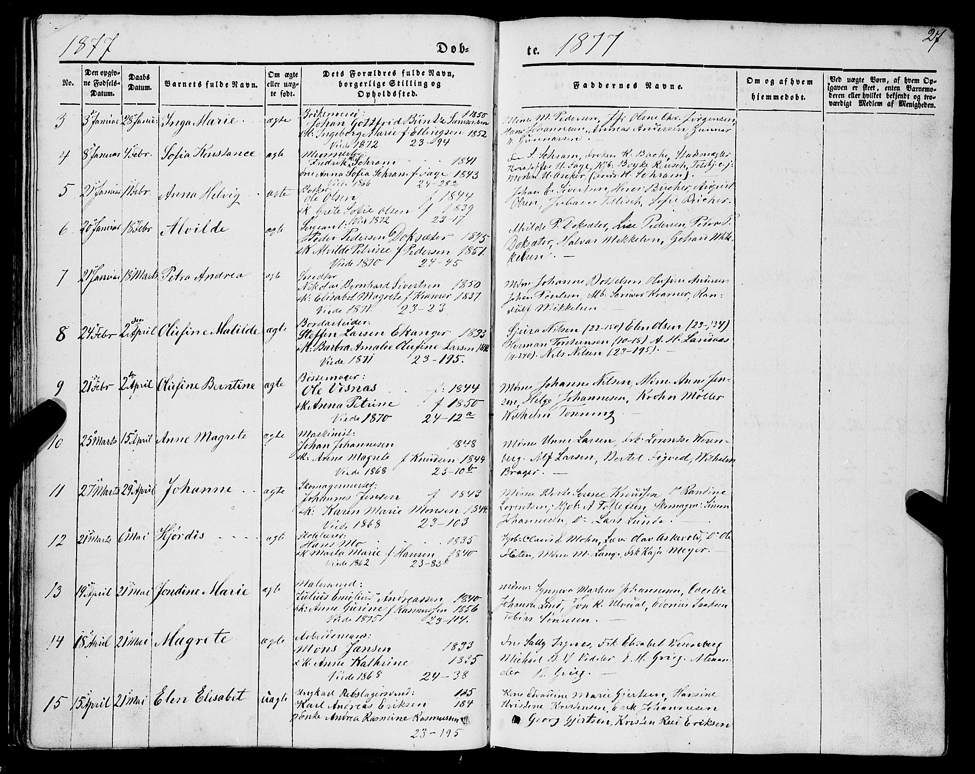 Mariakirken Sokneprestembete, SAB/A-76901/H/Haa/L0006: Parish register (official) no. A 6, 1846-1877, p. 27