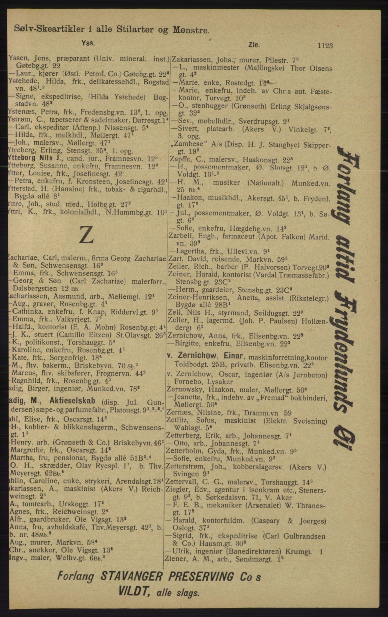 Kristiania/Oslo adressebok, PUBL/-, 1913, p. 1137