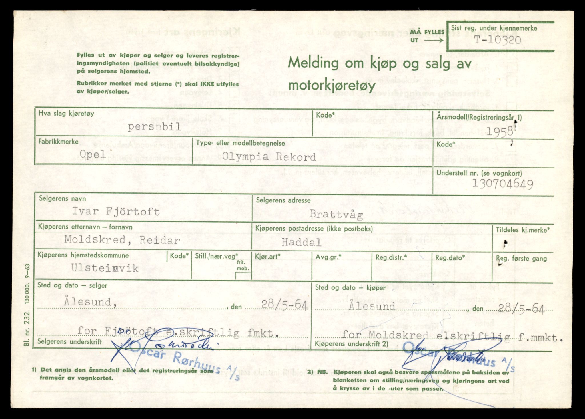 Møre og Romsdal vegkontor - Ålesund trafikkstasjon, AV/SAT-A-4099/F/Fe/L0019: Registreringskort for kjøretøy T 10228 - T 10350, 1927-1998, p. 2291