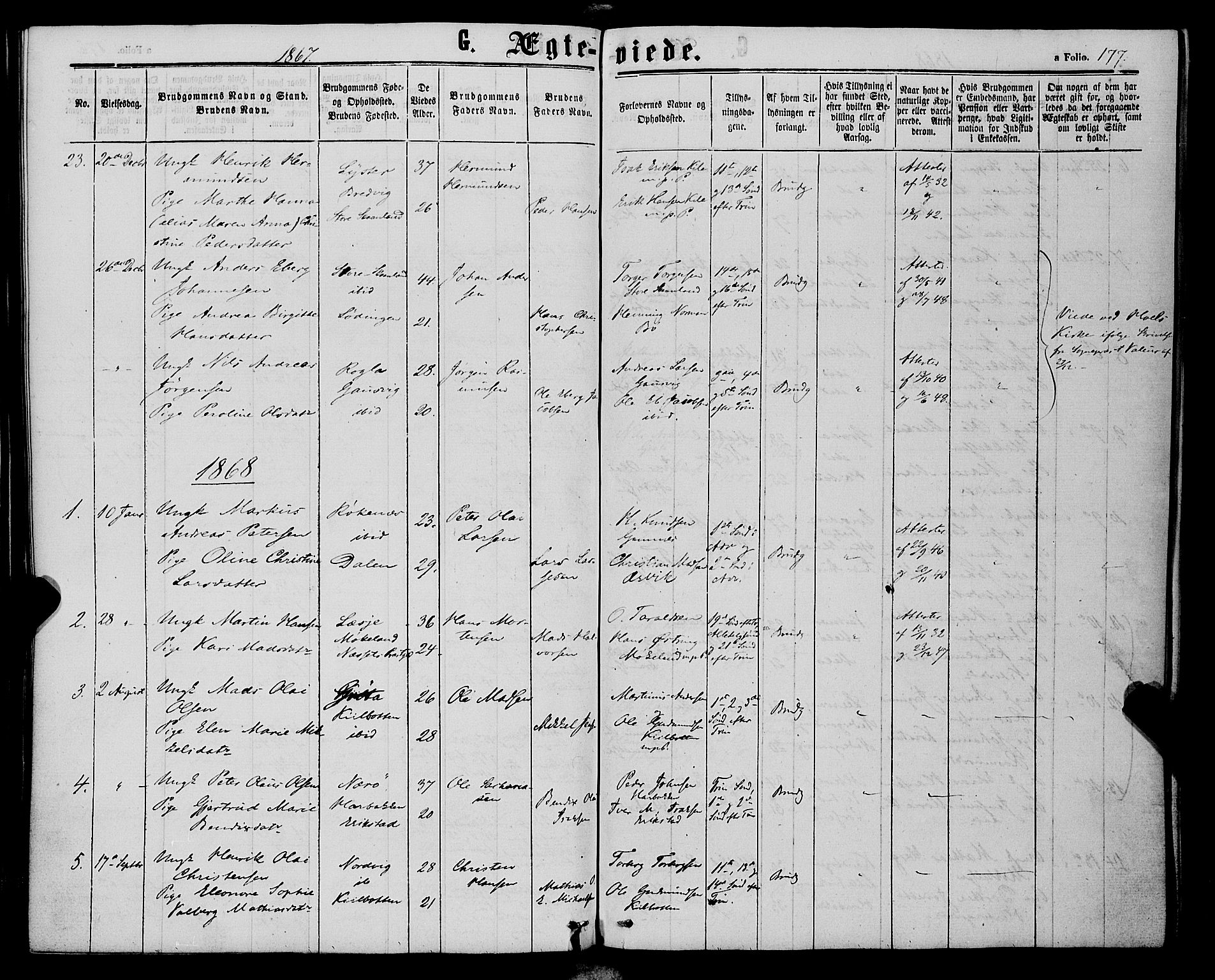 Trondenes sokneprestkontor, SATØ/S-1319/H/Ha/L0012kirke: Parish register (official) no. 12, 1863-1870, p. 177