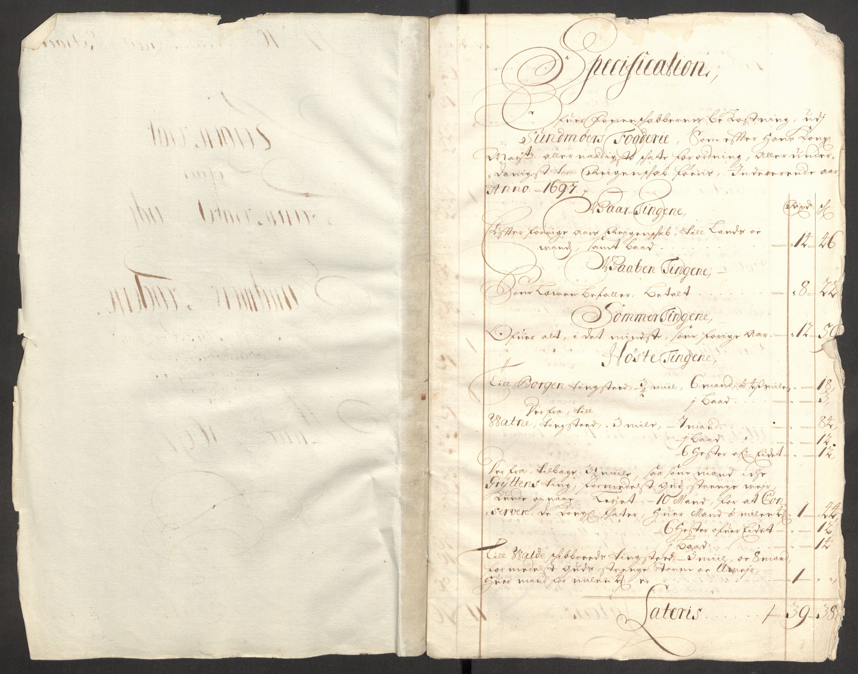 Rentekammeret inntil 1814, Reviderte regnskaper, Fogderegnskap, RA/EA-4092/R54/L3556: Fogderegnskap Sunnmøre, 1696-1698, p. 279