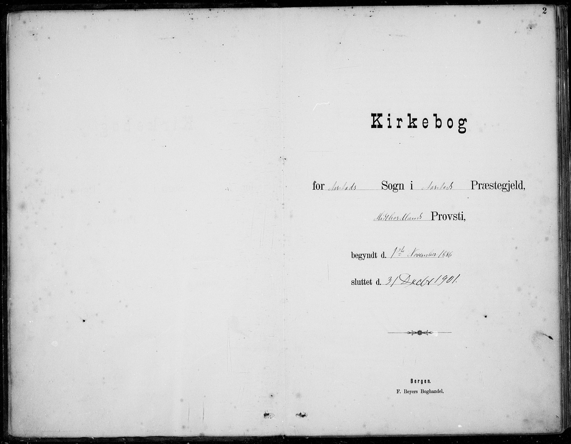 Årstad sokneprestembete, AV/SAB-A-79301/H/Haa/L0006: Parish register (official) no. B 1, 1886-1901, p. 2