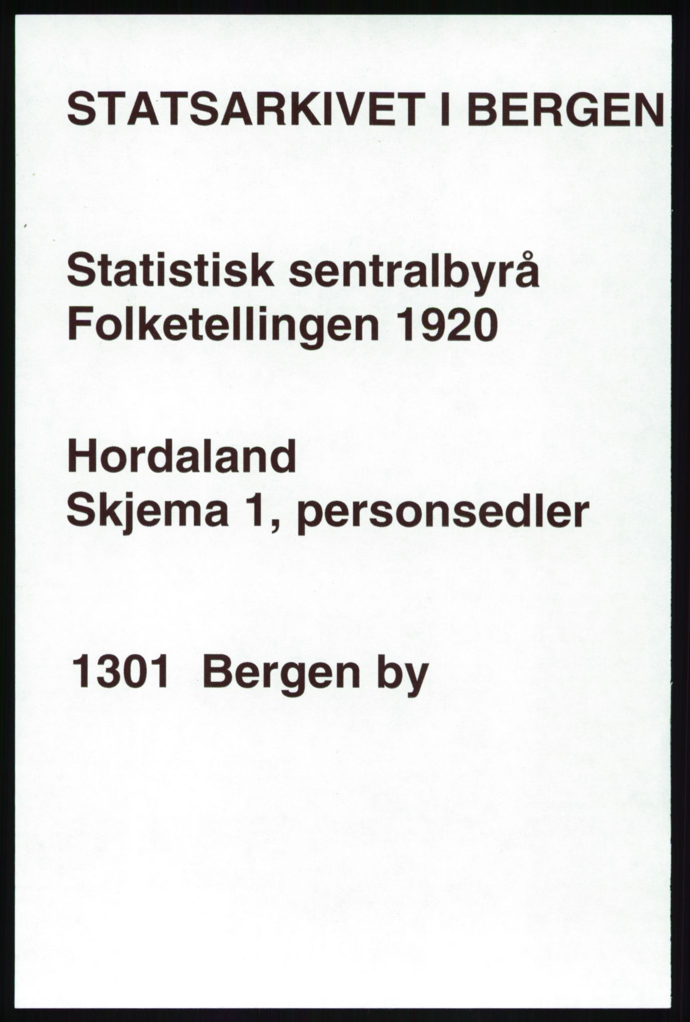 SAB, 1920 census for Bergen, 1920, p. 135157