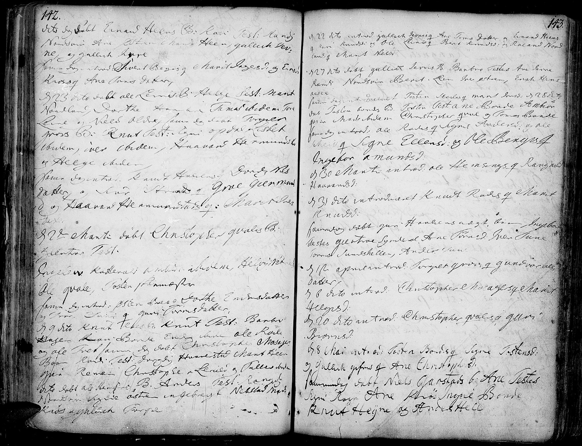 Vang prestekontor, Valdres, AV/SAH-PREST-140/H/Ha/L0001: Parish register (official) no. 1, 1730-1796, p. 142-143