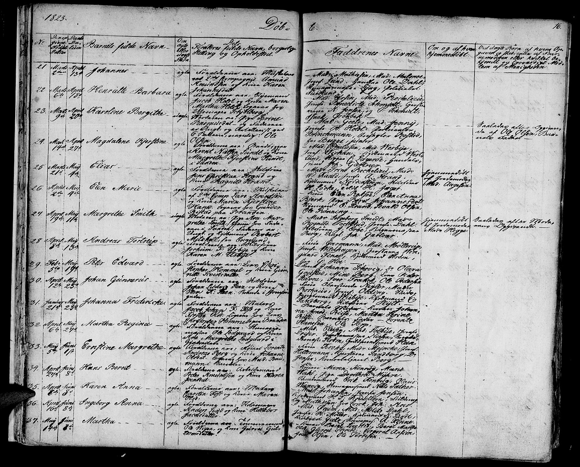 SAT, Ministerialprotokoller, klokkerbøker og fødselsregistre - Sør-Trøndelag, SAT/A-1456/602/L0108Parish register (official) no. 602A06, 1821-1839, p. 16