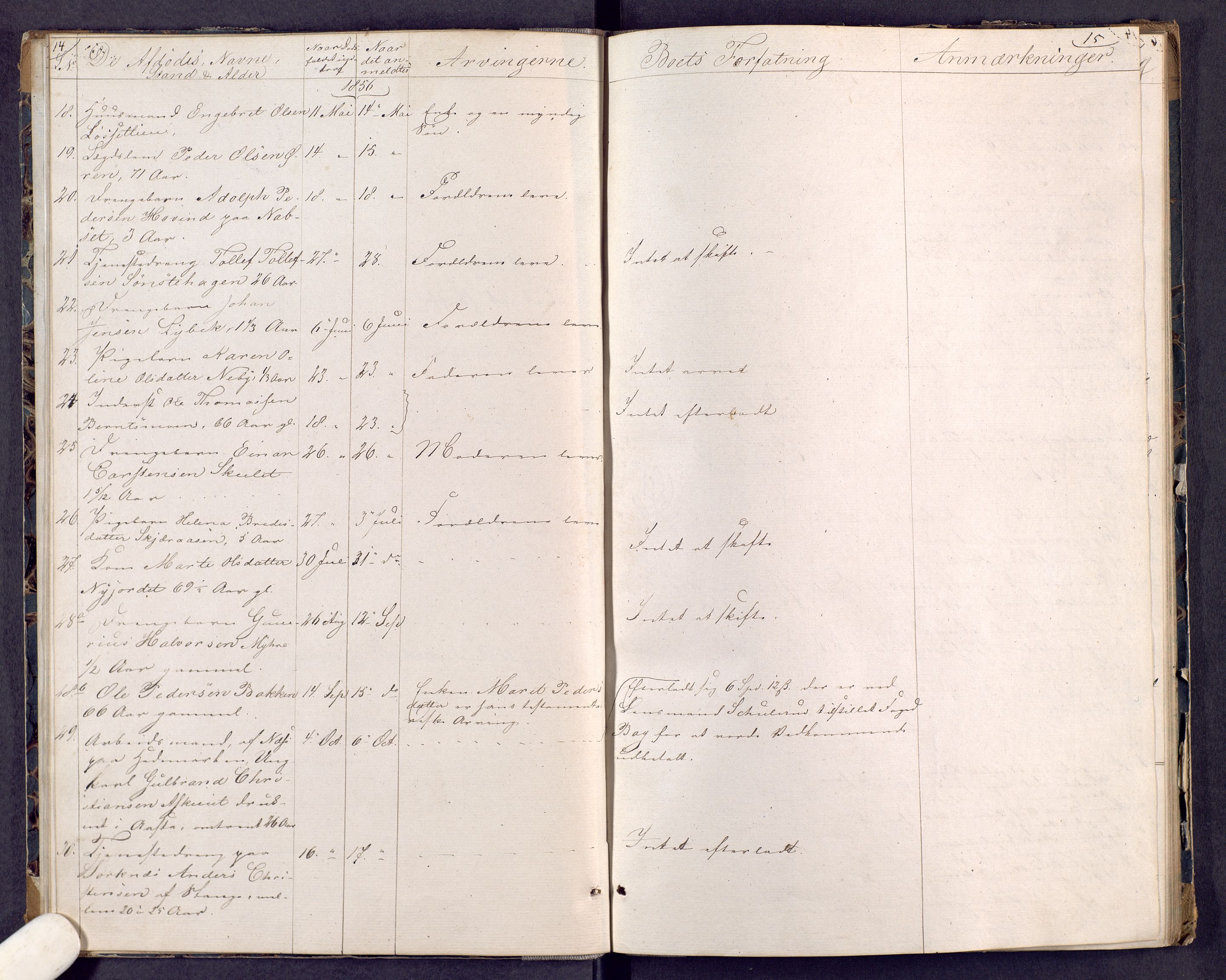 Sør-Østerdal sorenskriveri, AV/SAH-TING-018/J/Jg/L0010: Dødsfallsjournal, 1853-1872, p. 14-15